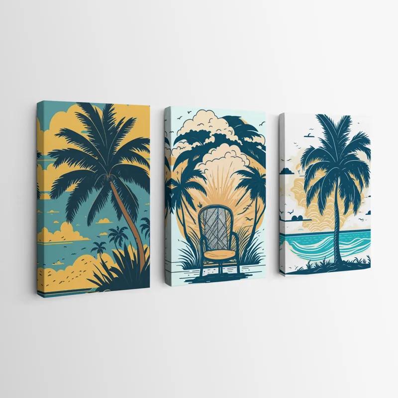 Mehrteiliges Leinwandbild Palm Tree Set mockup 0