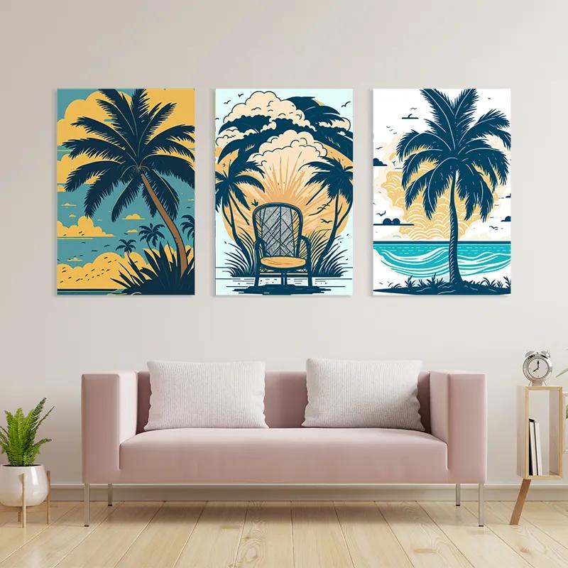 Mehrteiliges Leinwandbild Palm Tree Set mockup 3
