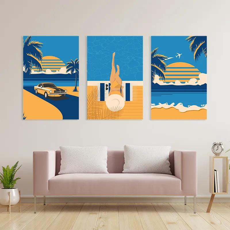 Mehrteiliges Leinwandbild Summer Retro Set mockup 3
