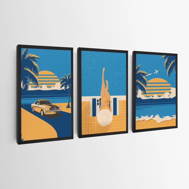 Mehrteiliges Leinwandbild Summer Retro Set mockup 0