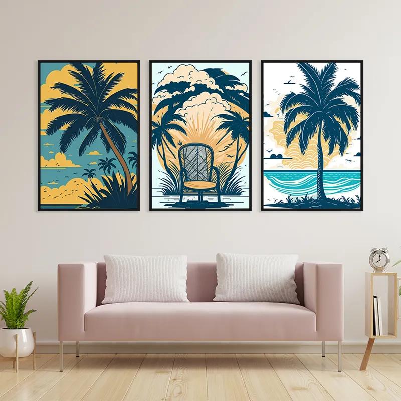 Mehrteiliges Leinwandbild Palm Tree Set mockup 3