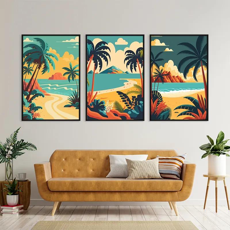 Mehrteiliges Leinwandbild Beach Palm mockup 4