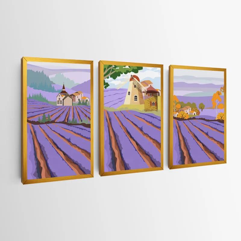 Mehrteiliges Leinwandbild Purple Rural Field mockup 0