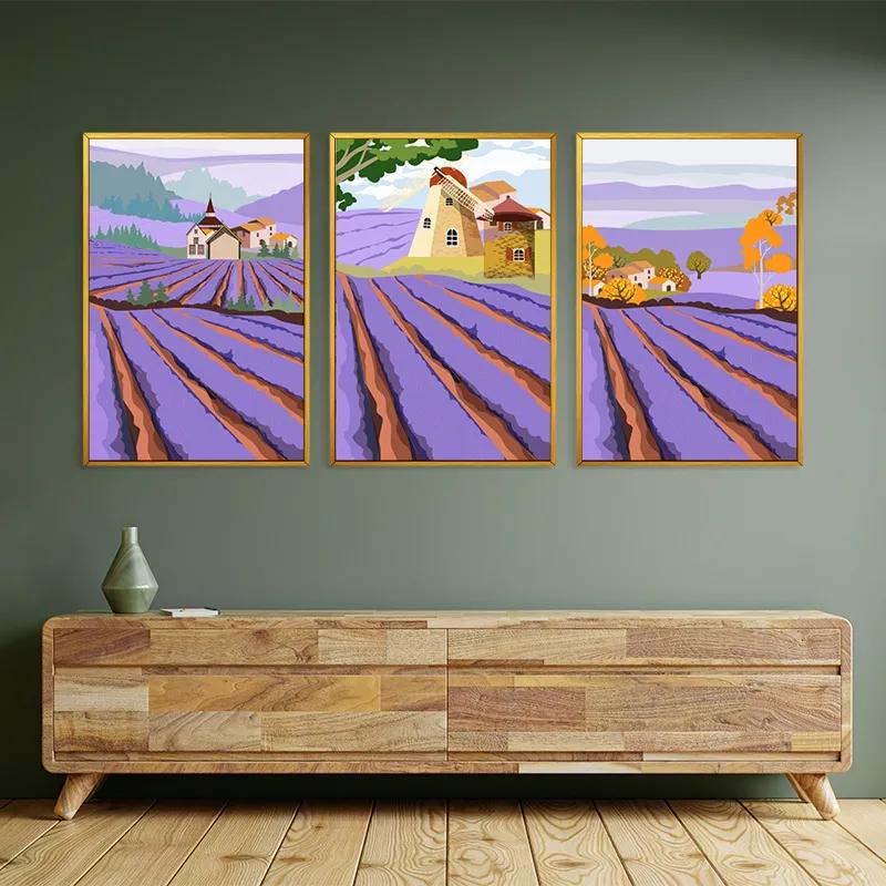 Mehrteiliges Leinwandbild Purple Rural Field mockup 2