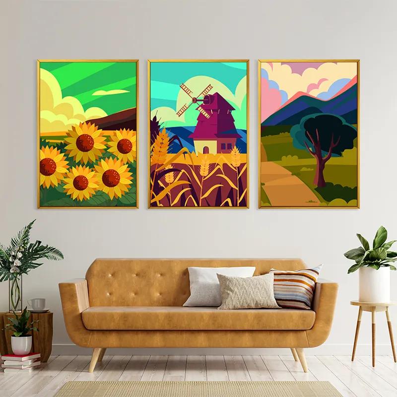 Mehrteiliges Leinwandbild Ruralrt Set mockup 4