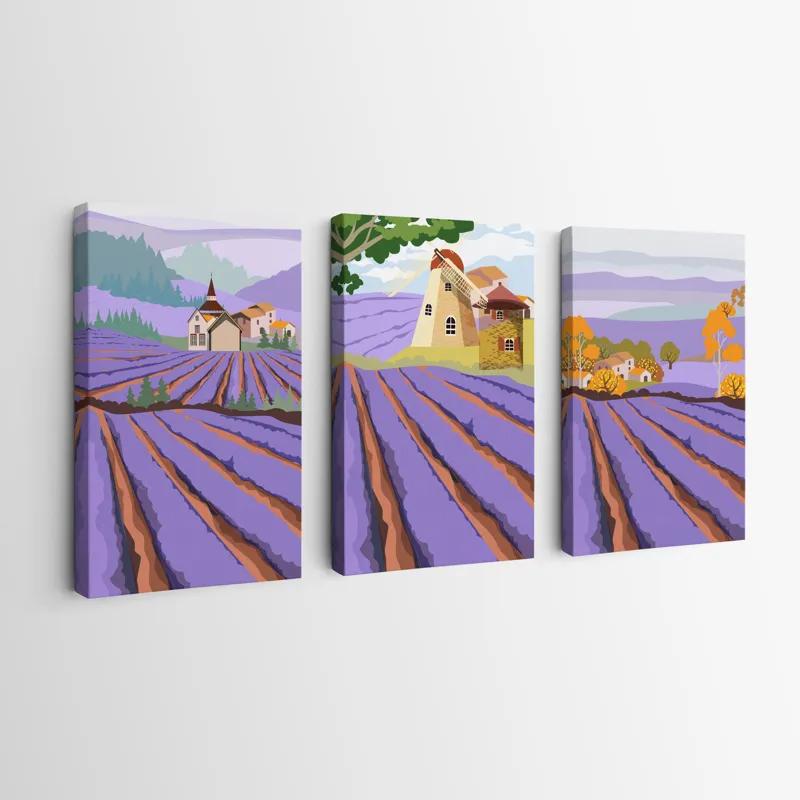 Mehrteiliges Leinwandbild Purple Rural Field mockup 0