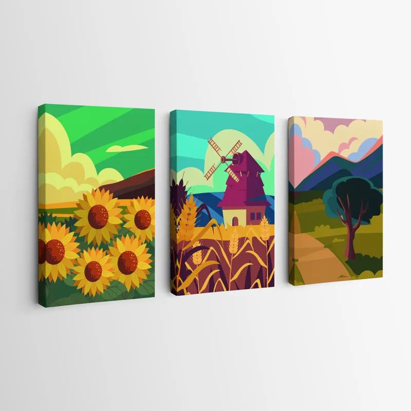 Mehrteiliges Leinwandbild Ruralrt Set mockup 0