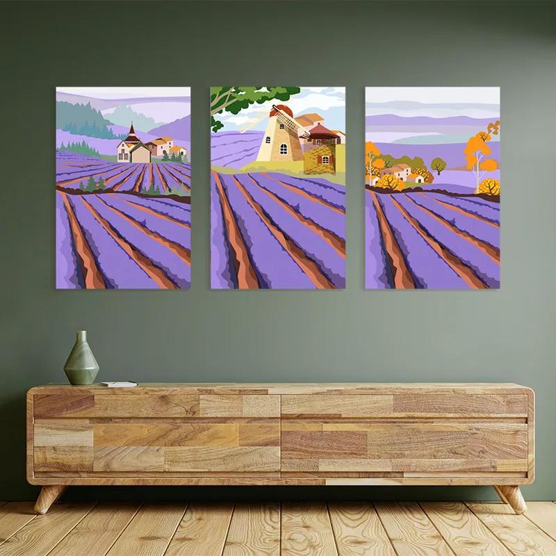 Mehrteiliges Leinwandbild Purple Rural Field mockup 2