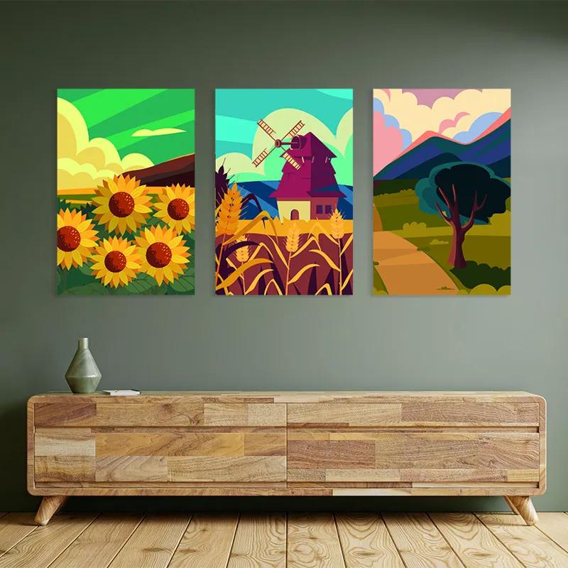 Mehrteiliges Leinwandbild Ruralrt Set mockup 2