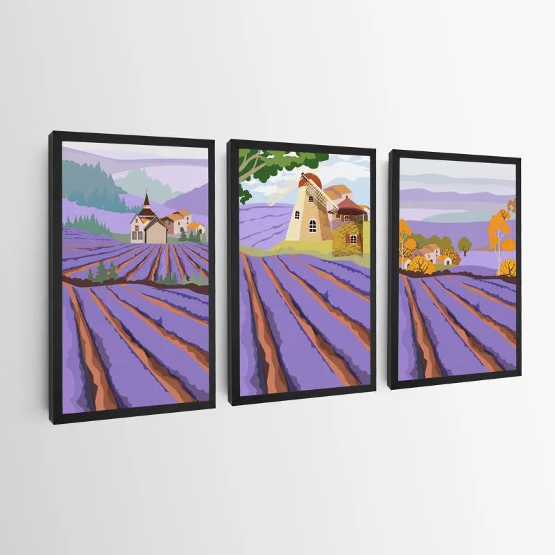 Mehrteiliges Leinwandbild Purple Rural Field mockup 0