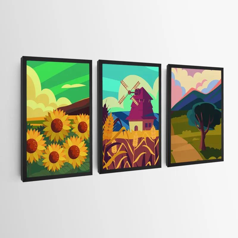 Mehrteiliges Leinwandbild Ruralrt Set mockup 0