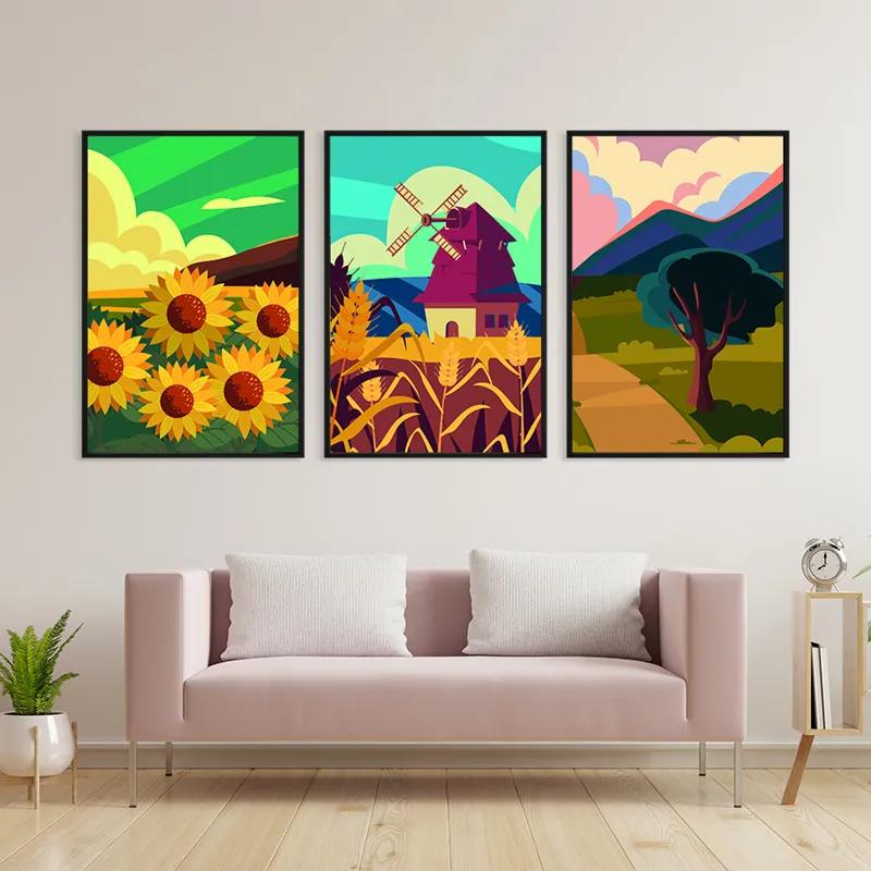 Mehrteiliges Leinwandbild Ruralrt Set mockup 3