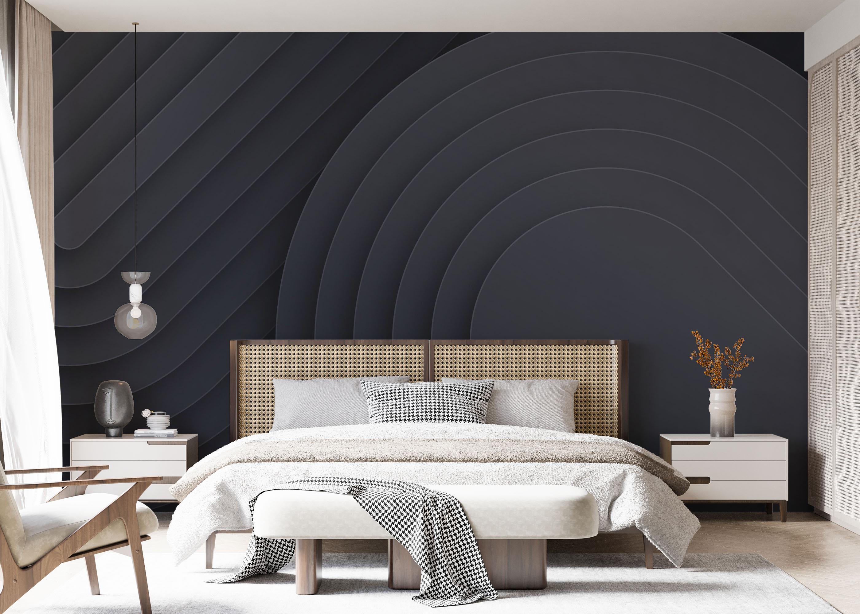 Fototapete Black Curved Shapes mockup 7