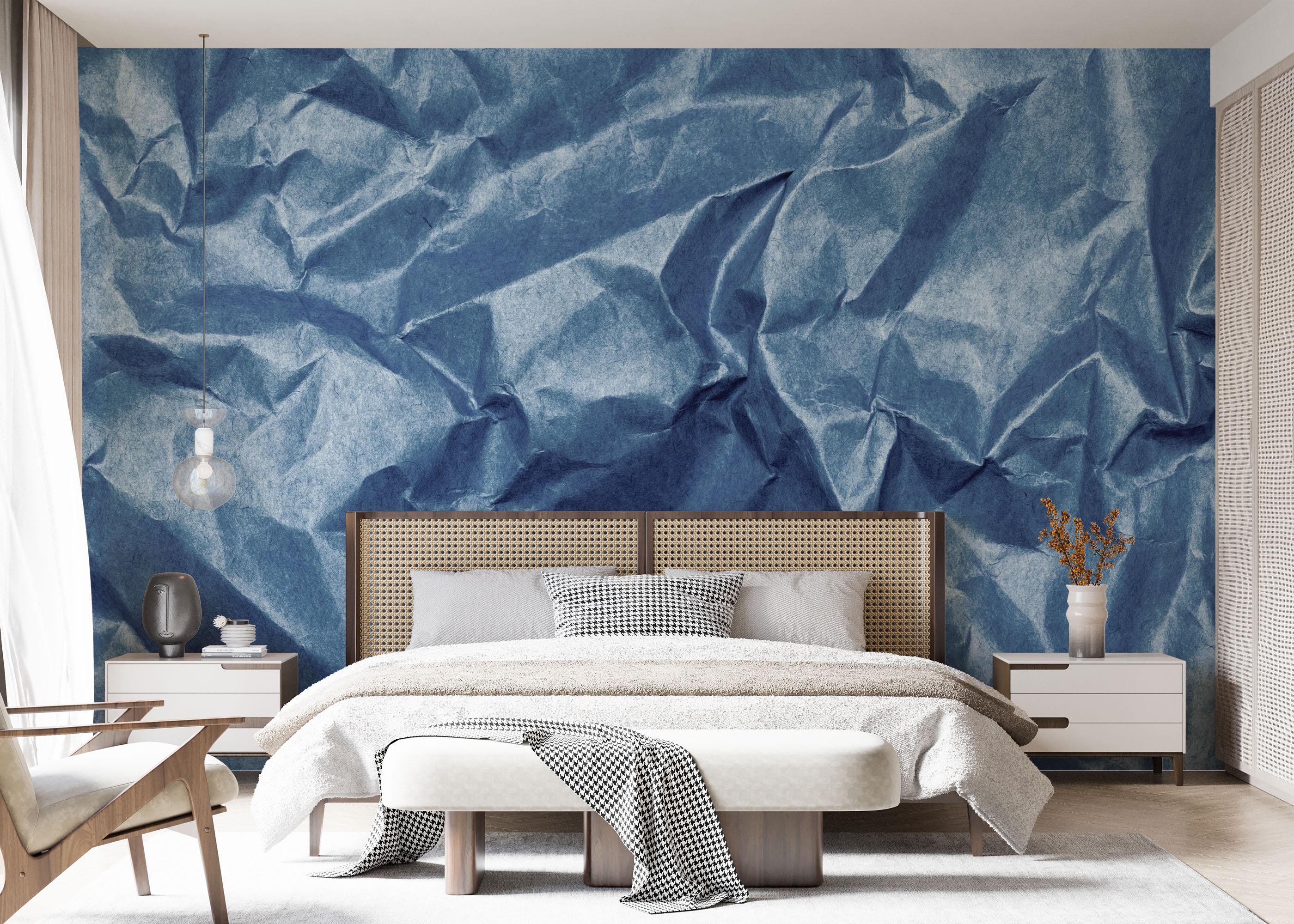 Fototapete Blue Crumpled Sheet mockup 7