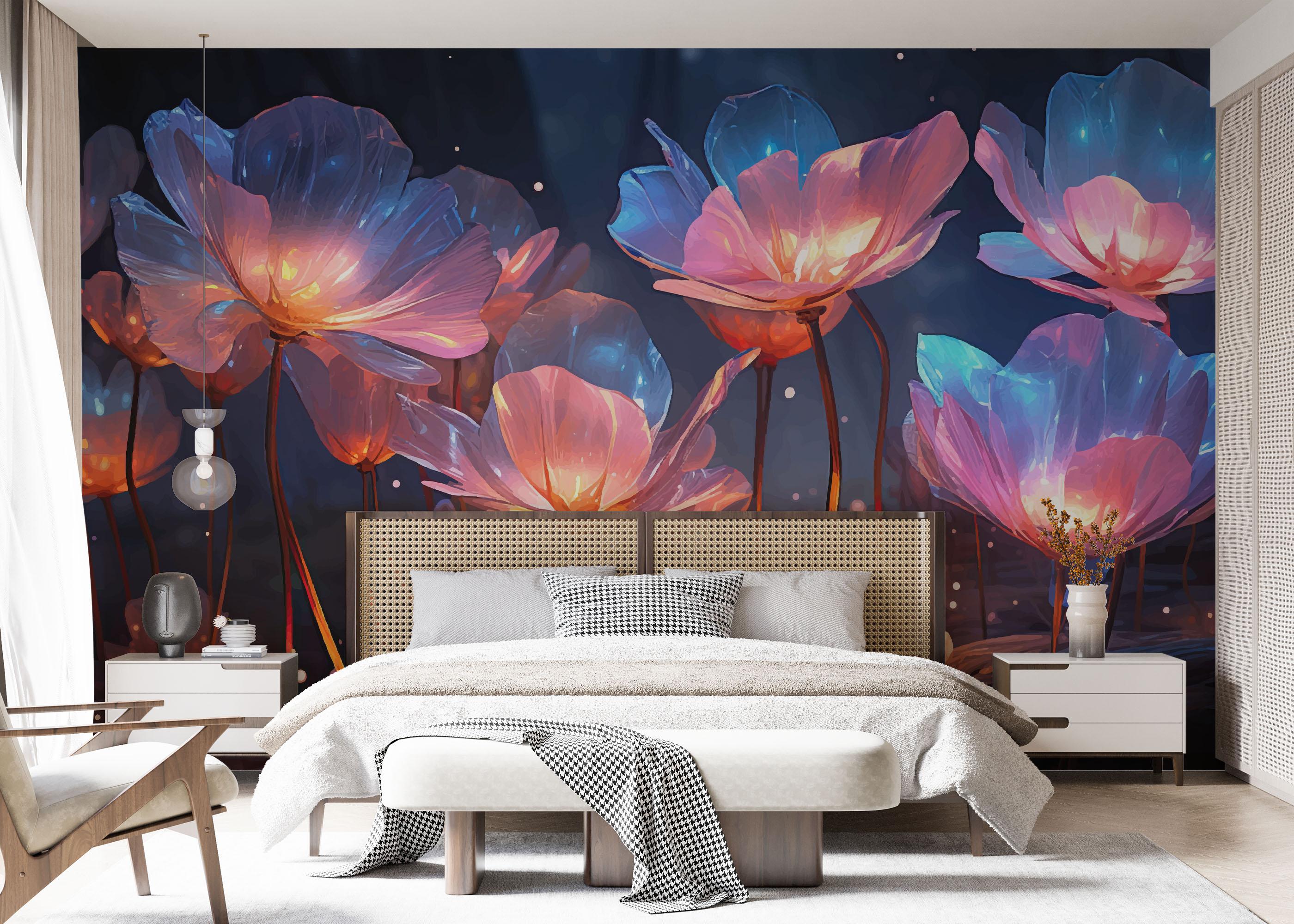 Fototapete Flower 3d Glow mockup 7