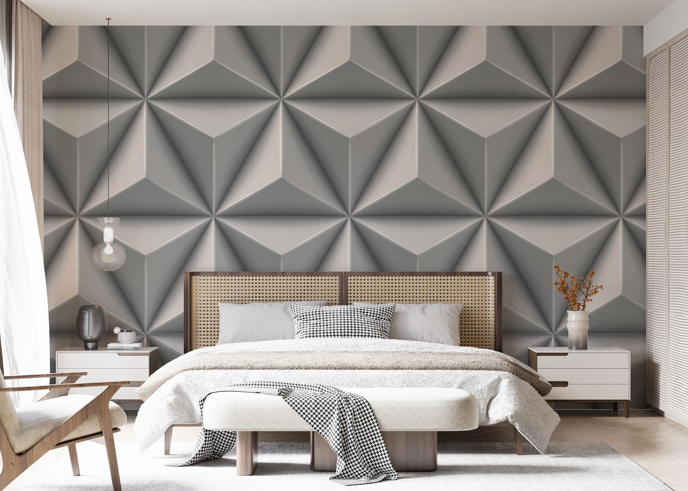 Fototapete Grey 3d Triangle mockup 7