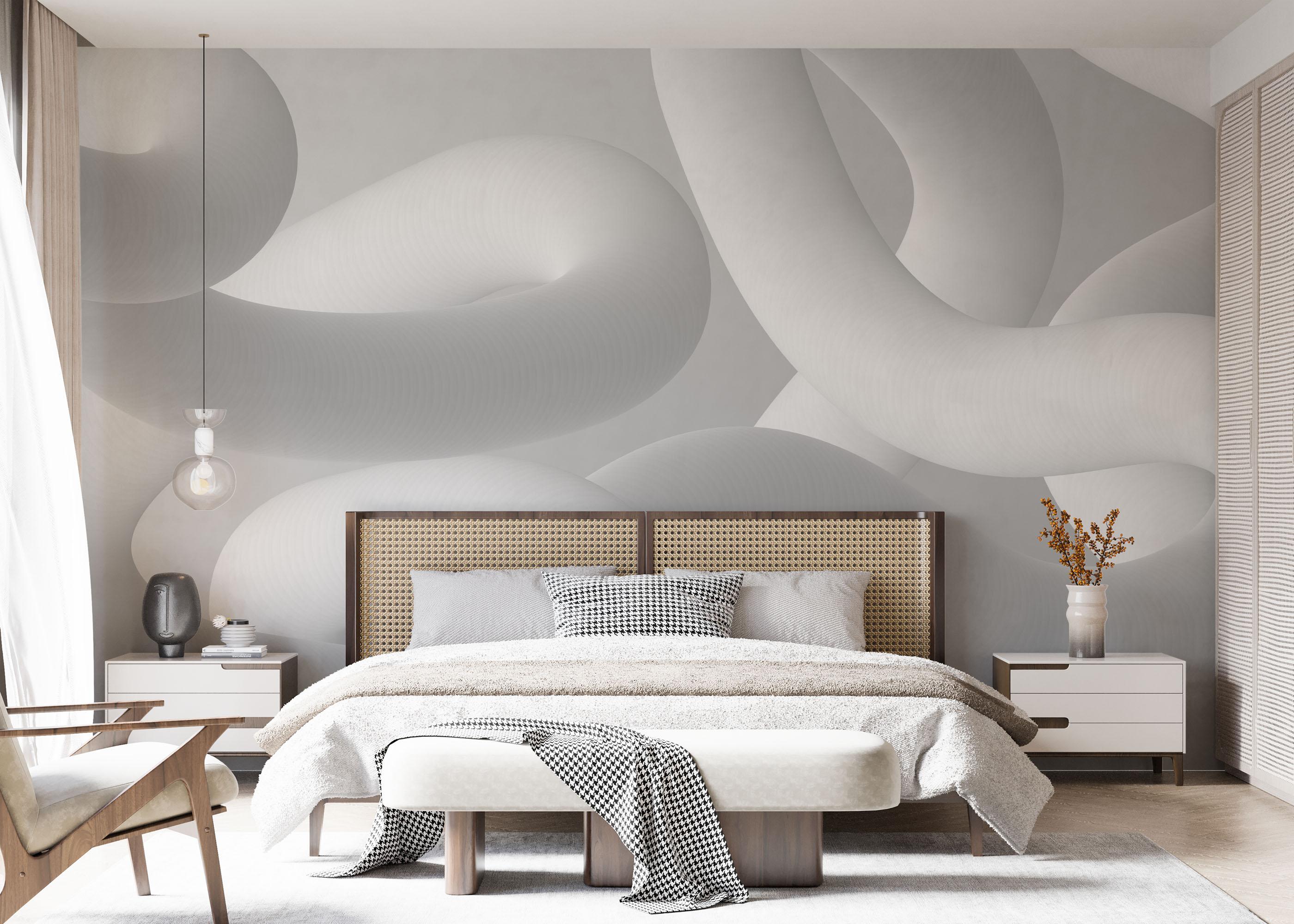 Fototapete White Grey 3d Line mockup 7