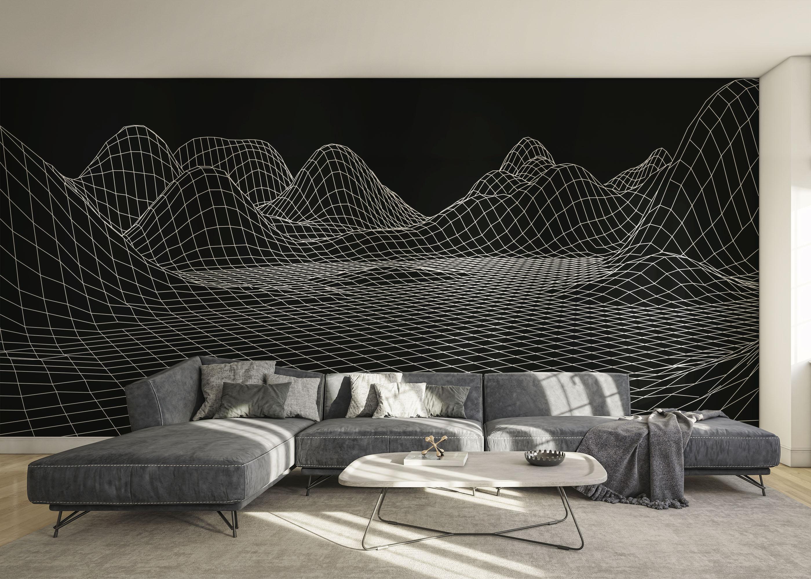 Fototapete Black 3d Hill Line mockup 0