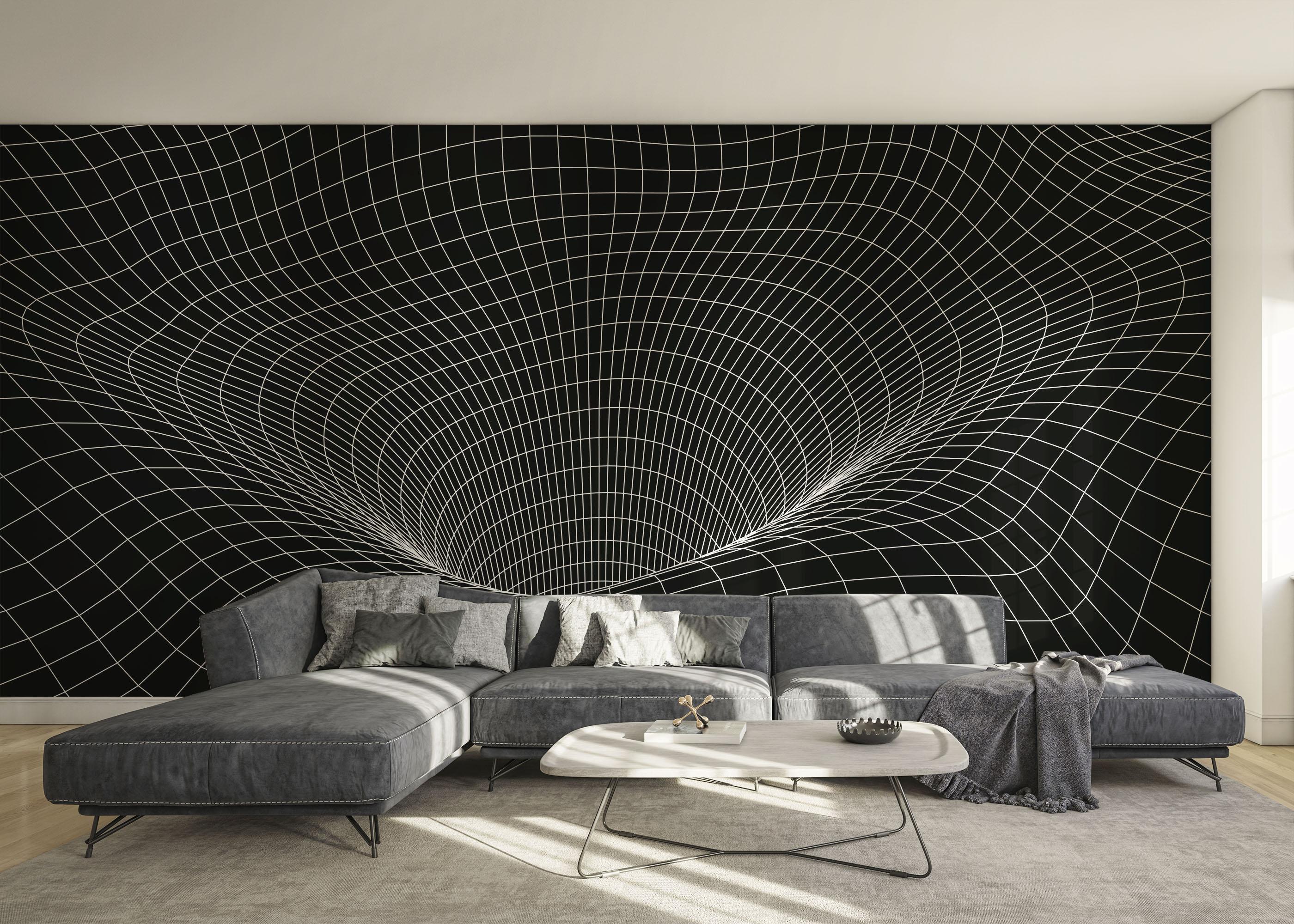 Fototapete Black 3d Hole Line mockup 0