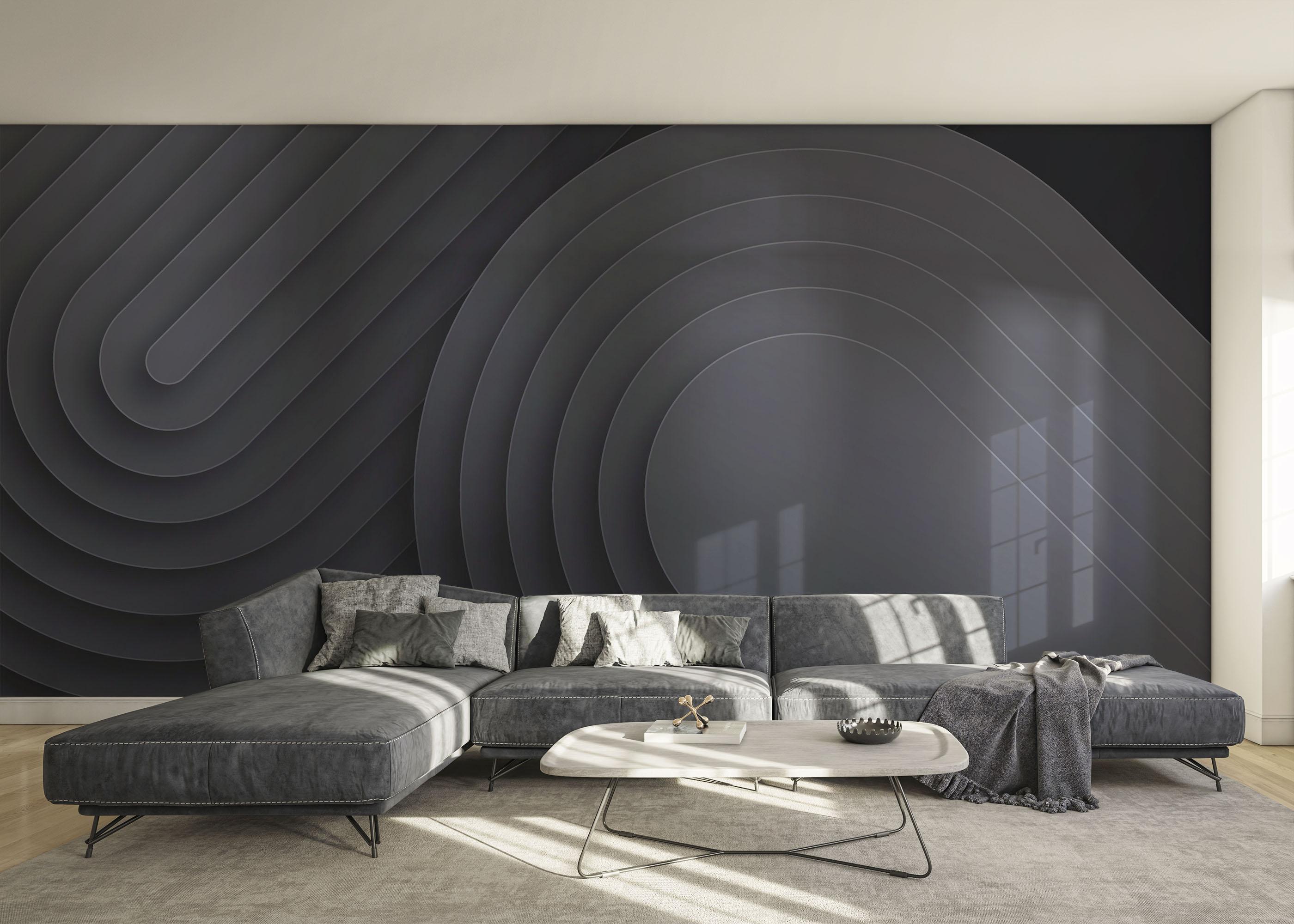 Fototapete Black Curved Shapes mockup 0