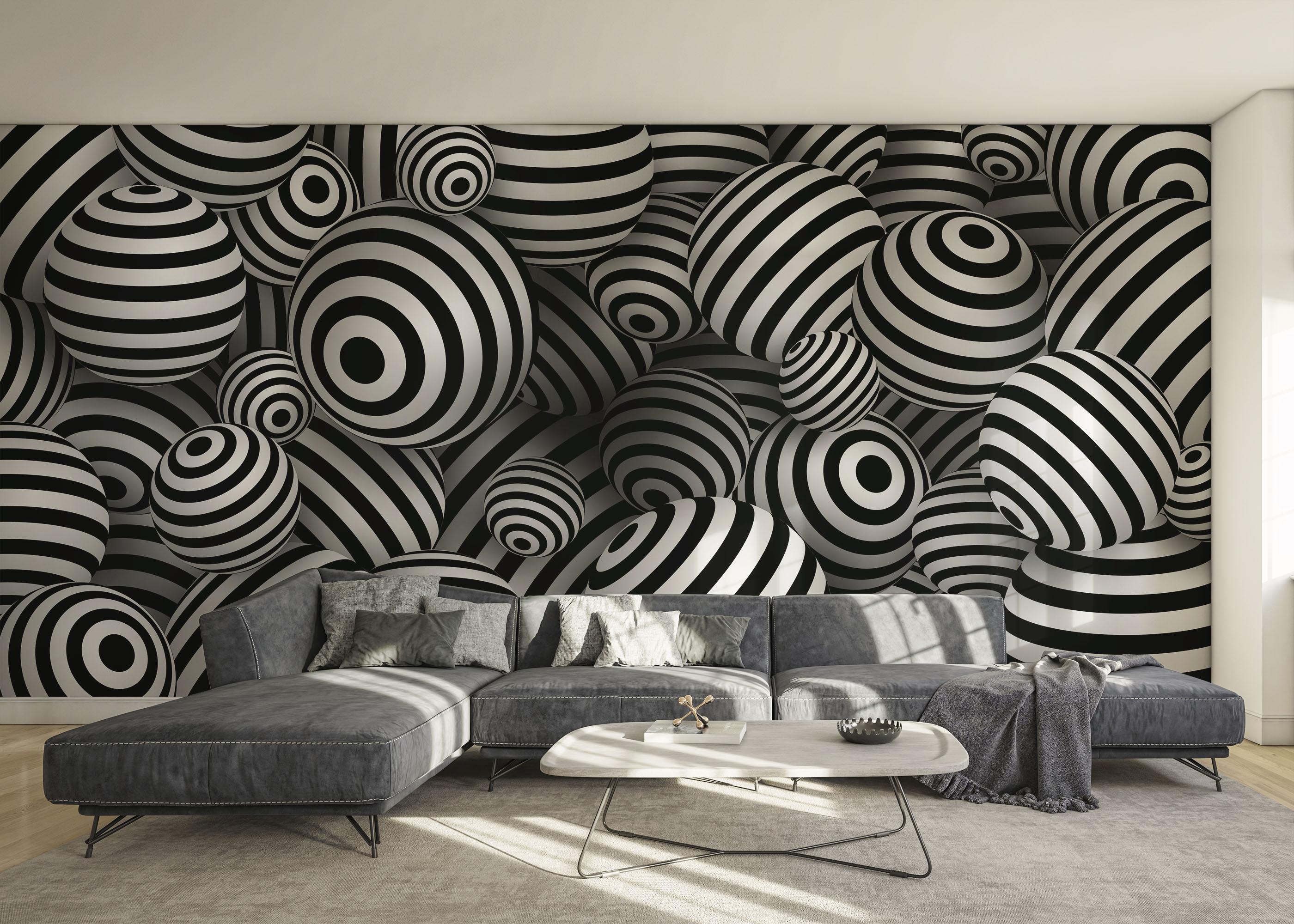 Fototapete Black White 3d Balls mockup 0