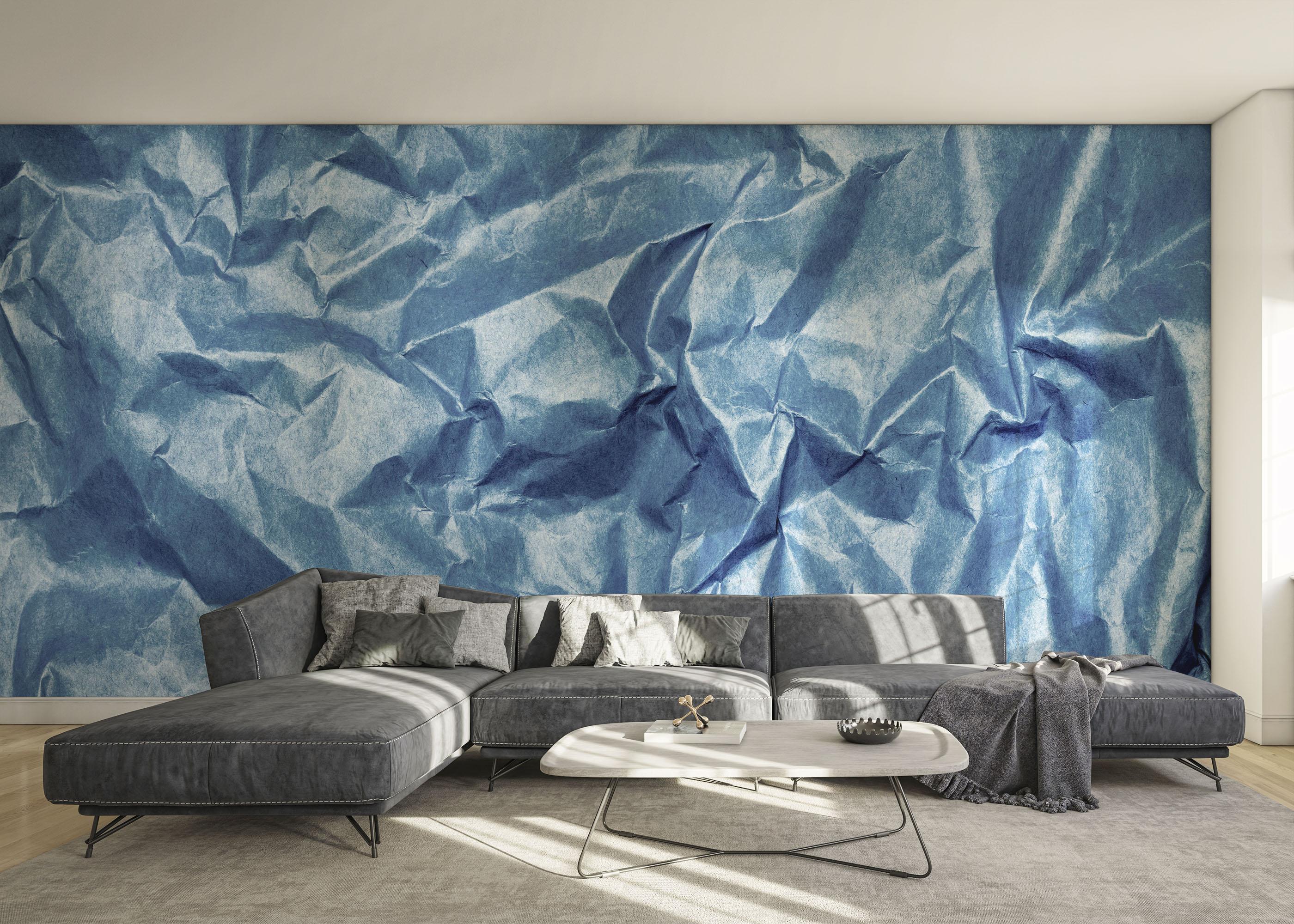 Fototapete Blue Crumpled Sheet mockup 0