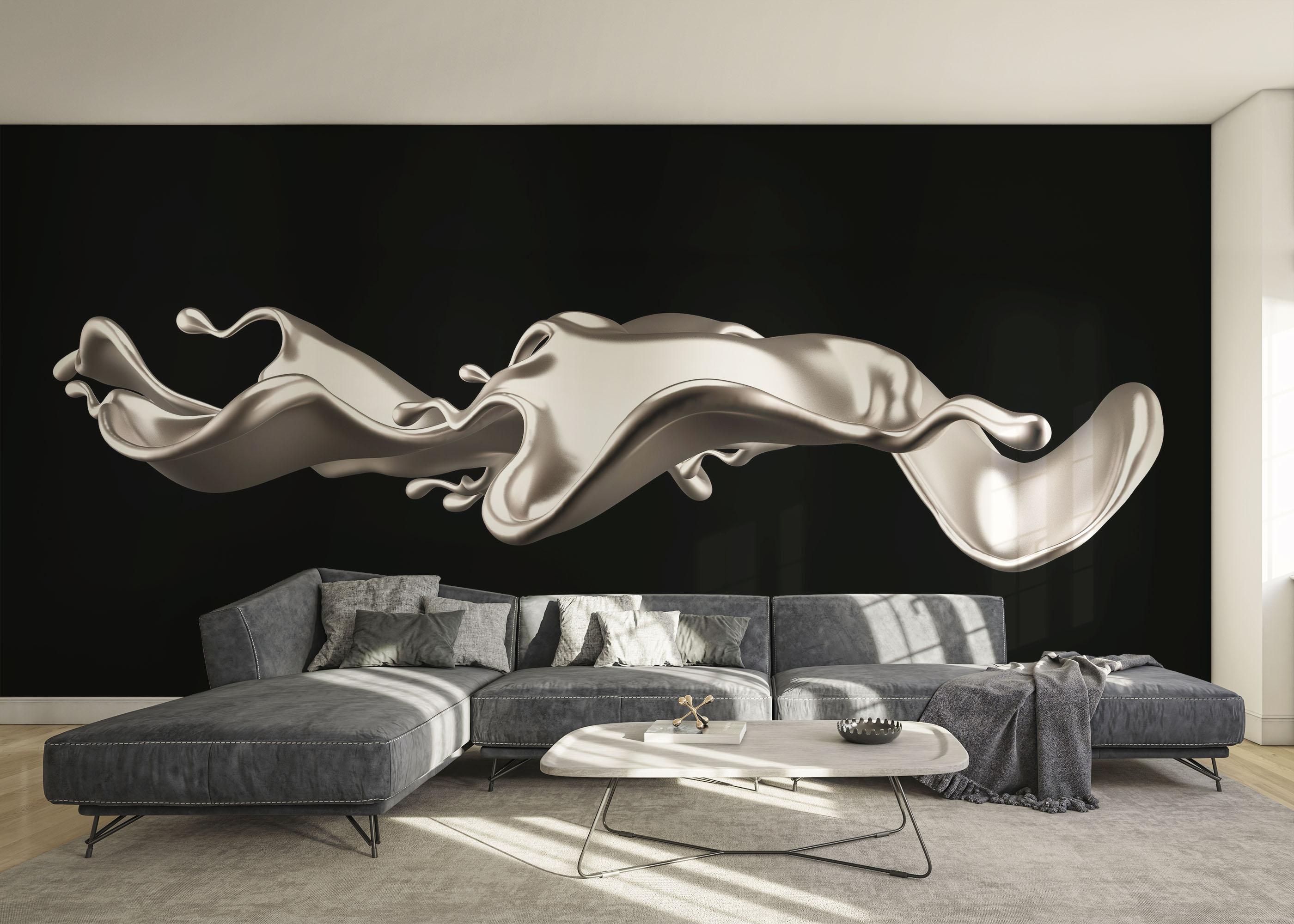 Fototapete Elegant Silver Liquid mockup 0