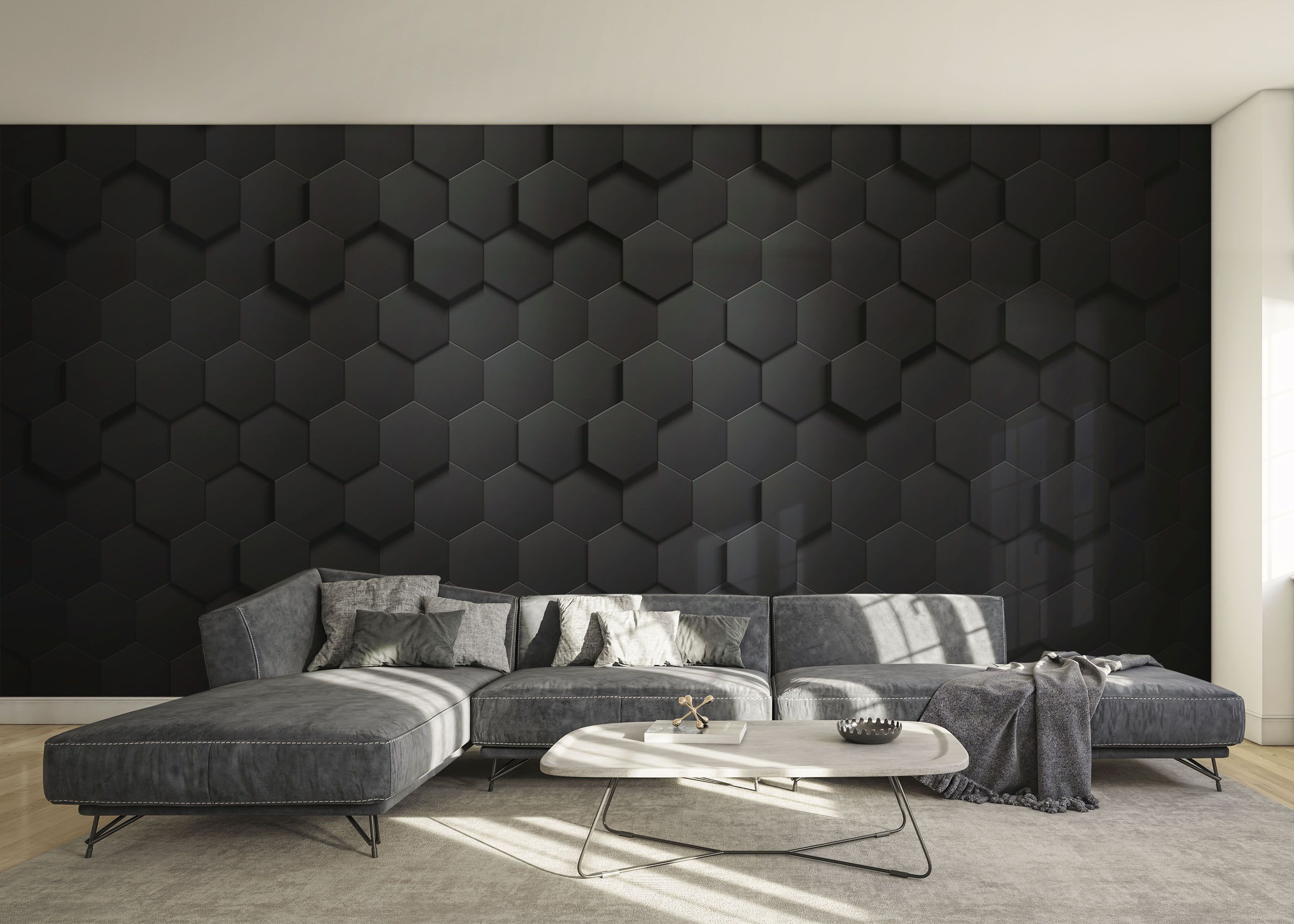 Hexagon 3d Black Art mockup 0