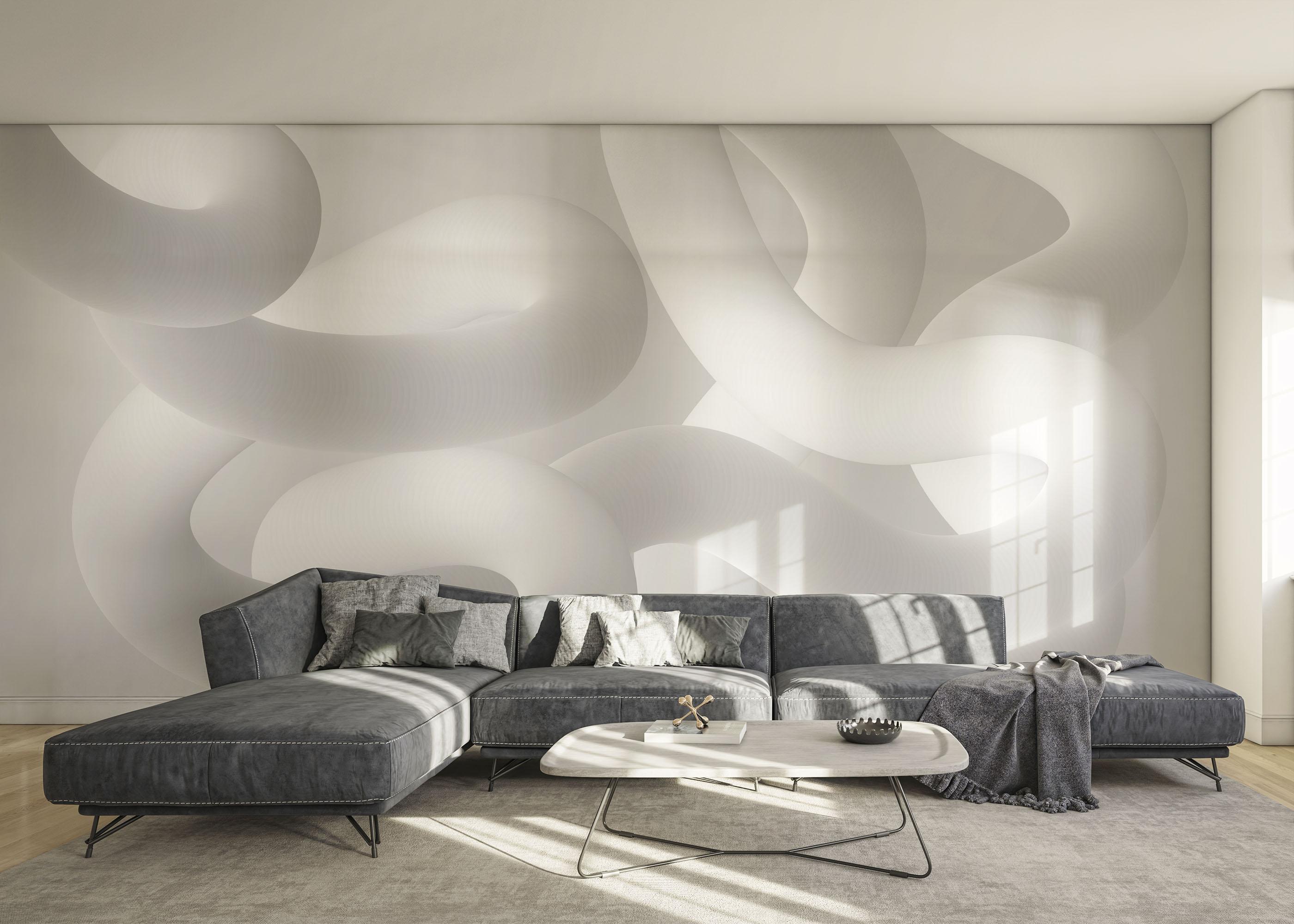 Fototapete White Grey 3d Line mockup 0