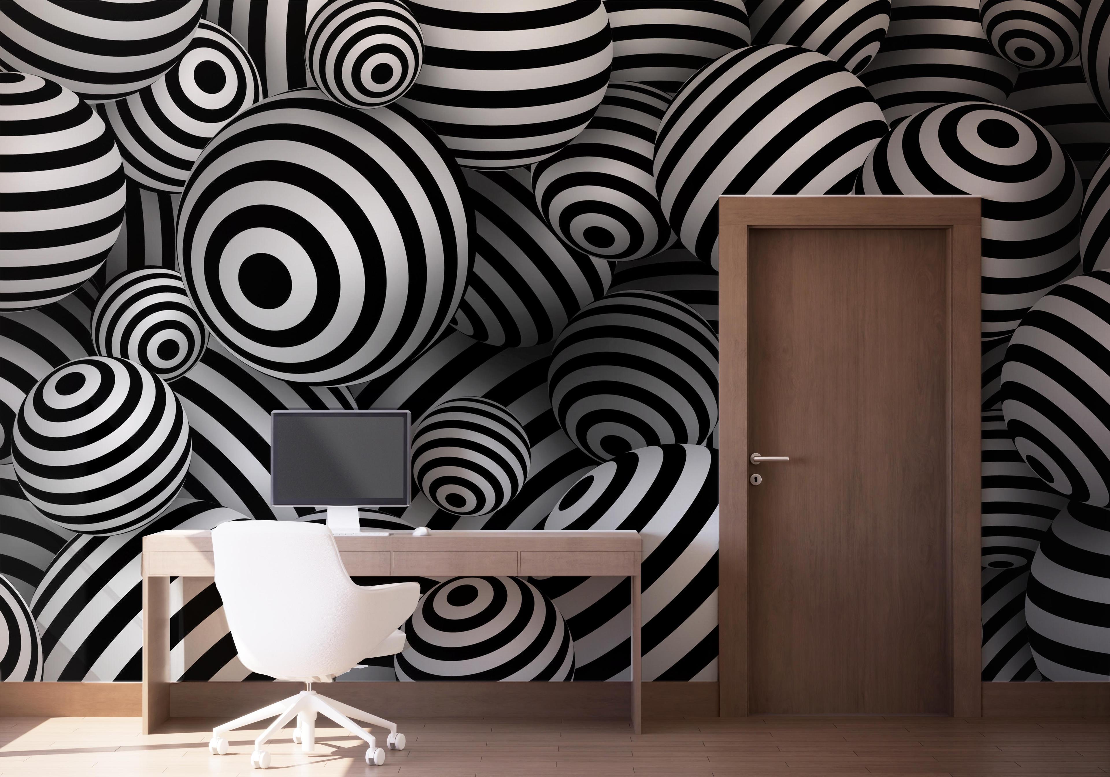 Fototapete Black White 3d Balls mockup 1