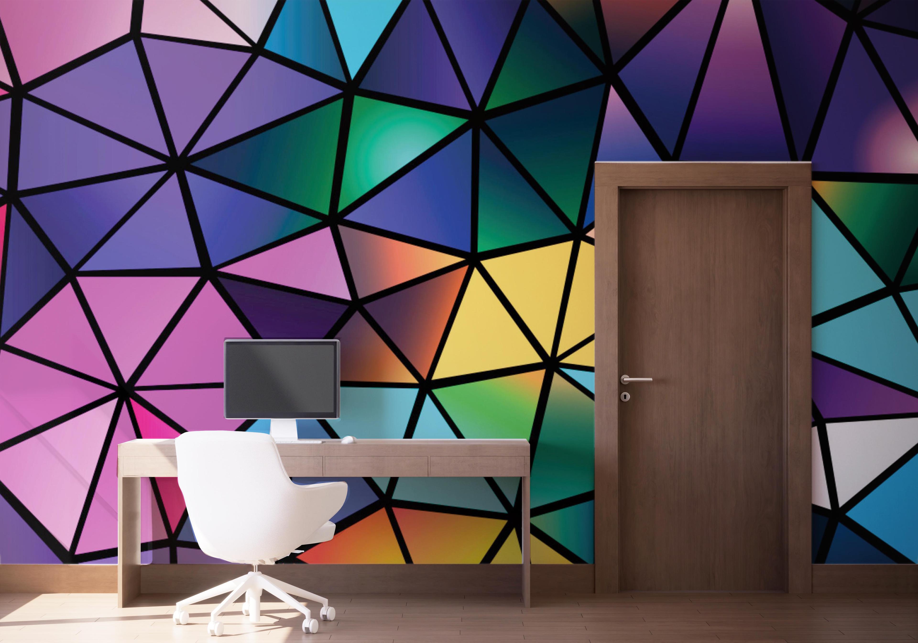 Fototapete Color Mosaic Polygons mockup 1