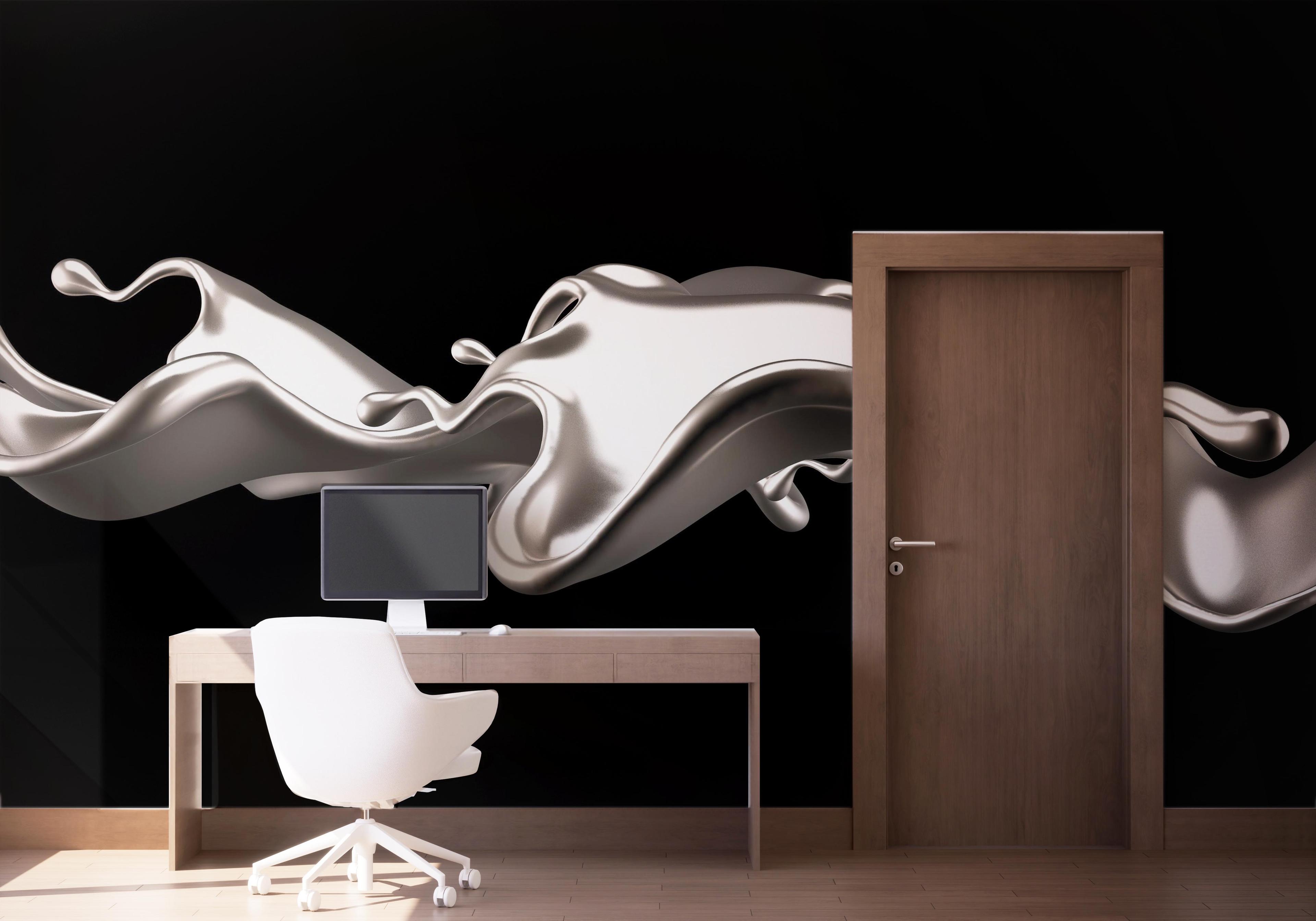 Fototapete Elegant Silver Liquid mockup 1