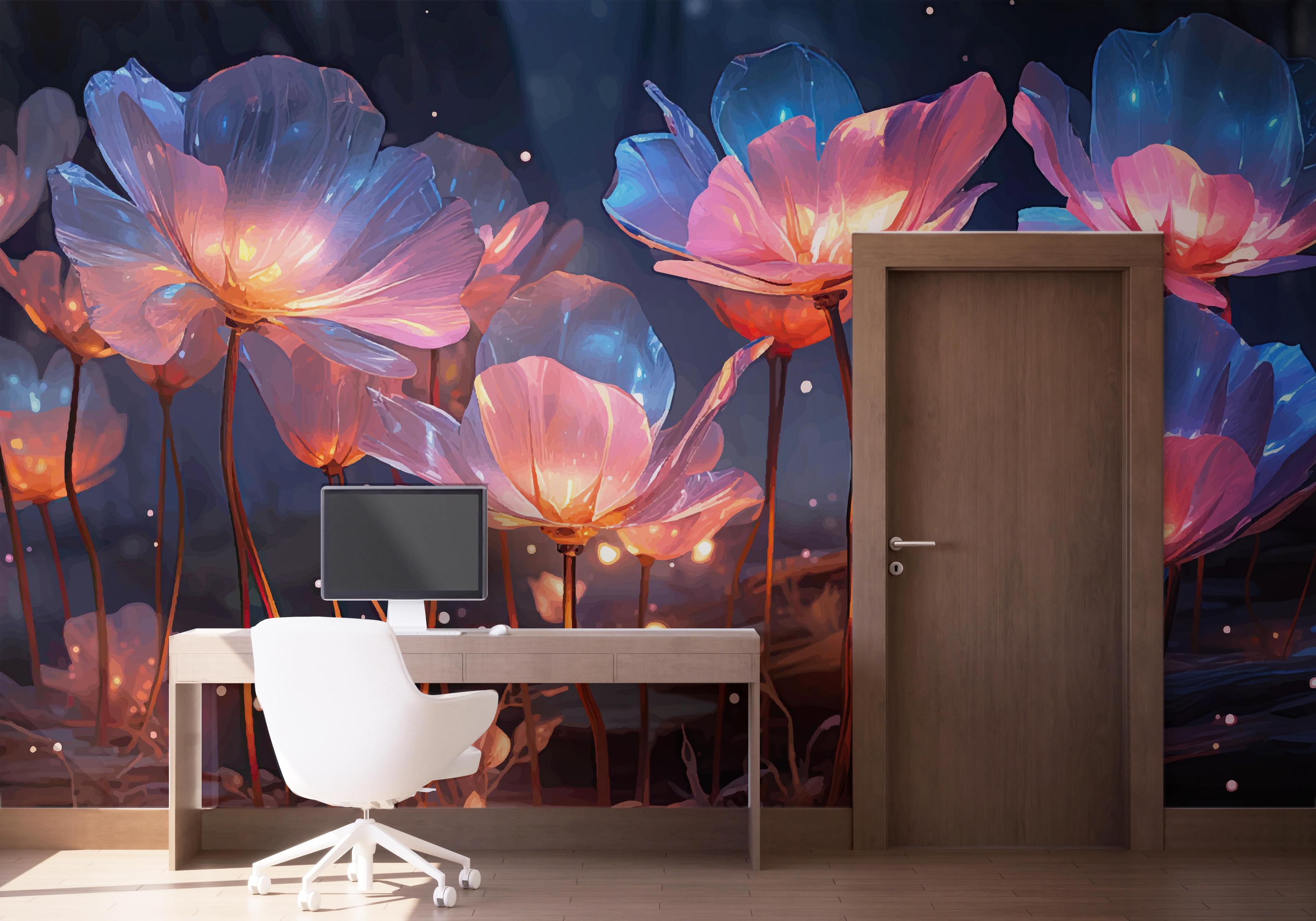 Fototapete Flower 3d Glow mockup 1