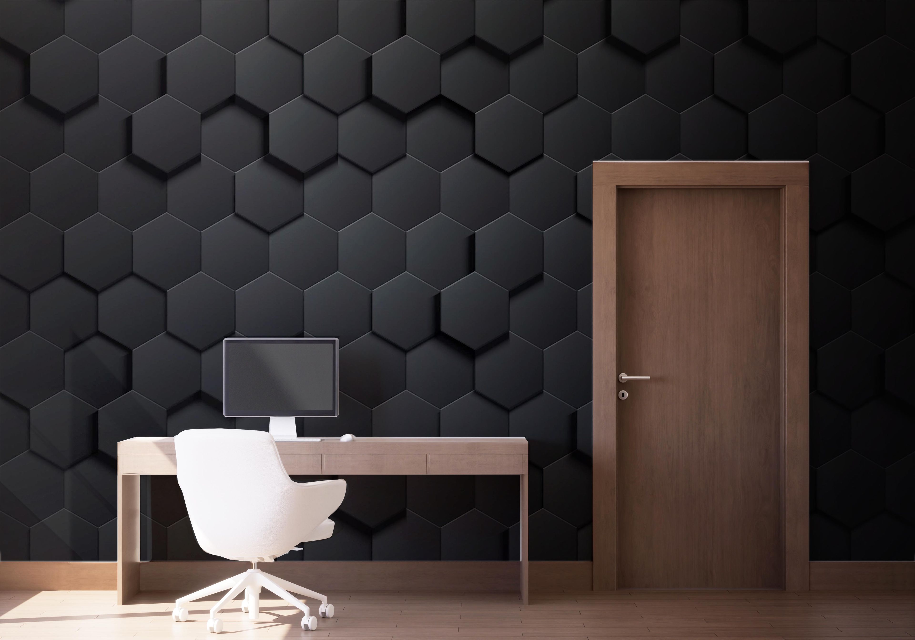Hexagon 3d Black Art mockup 1