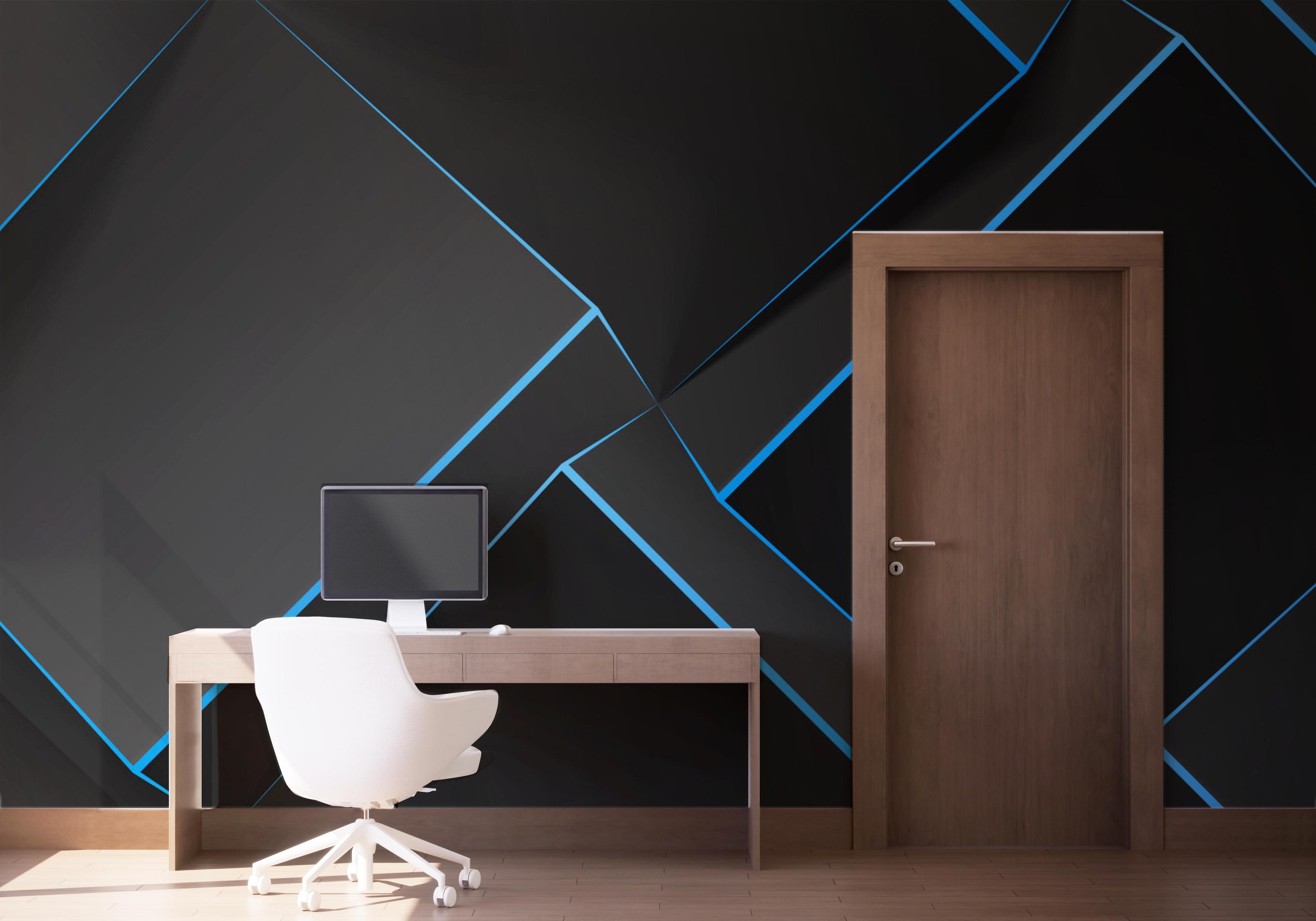 Fototapete Volumetric Blue Cubes mockup 1