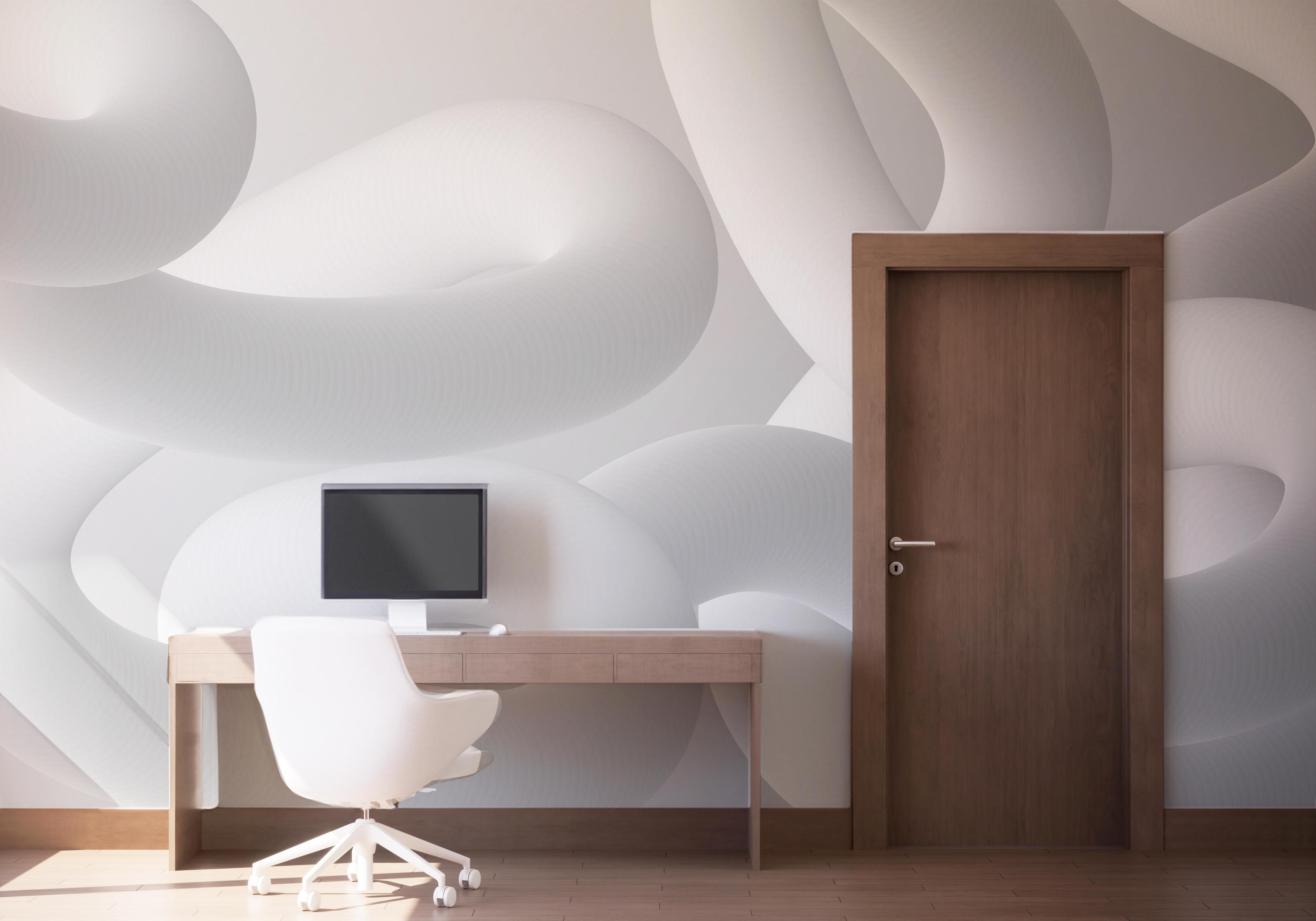 Fototapete White Grey 3d Line mockup 1