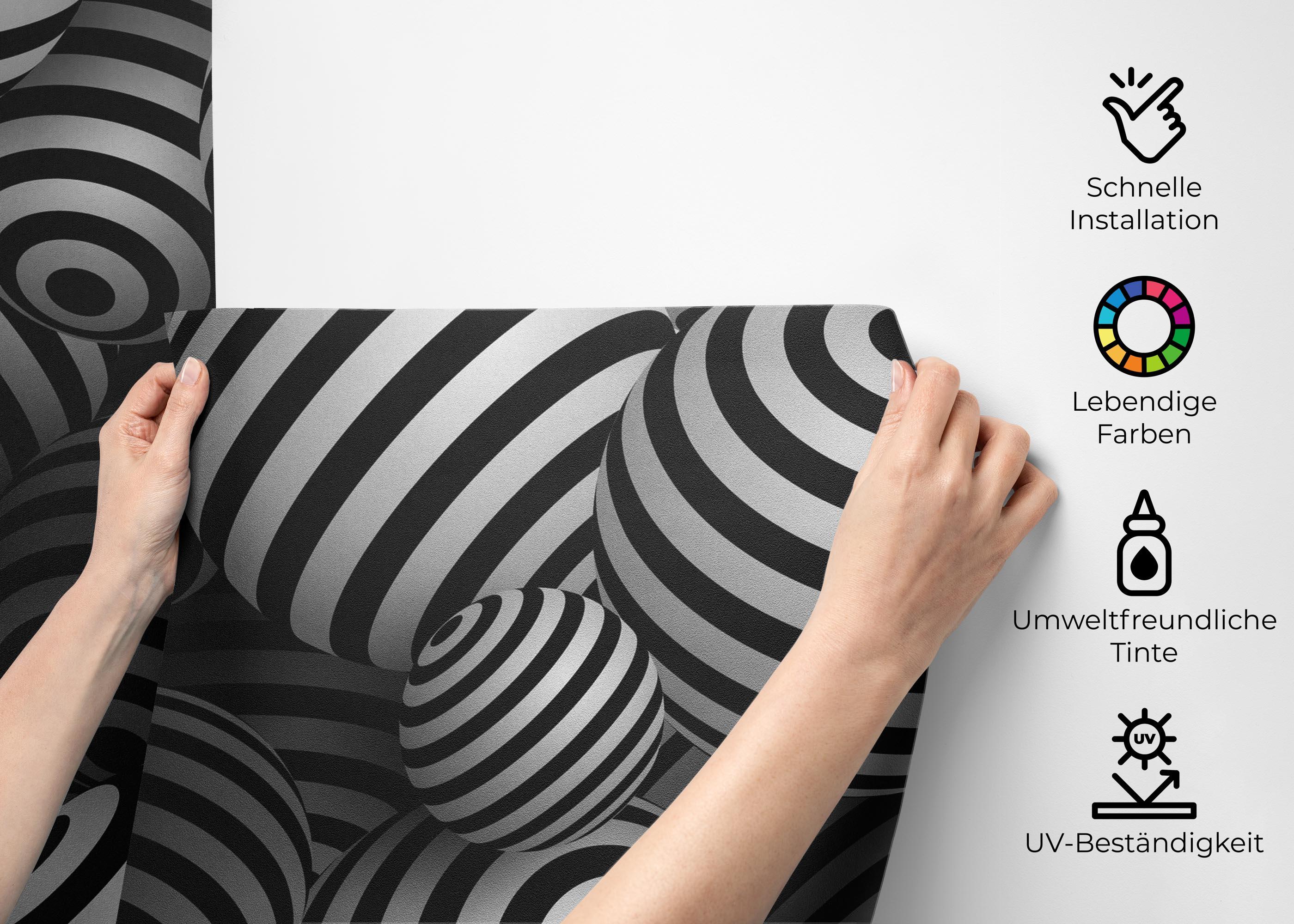 Fototapete Black White 3d Balls mockup 2