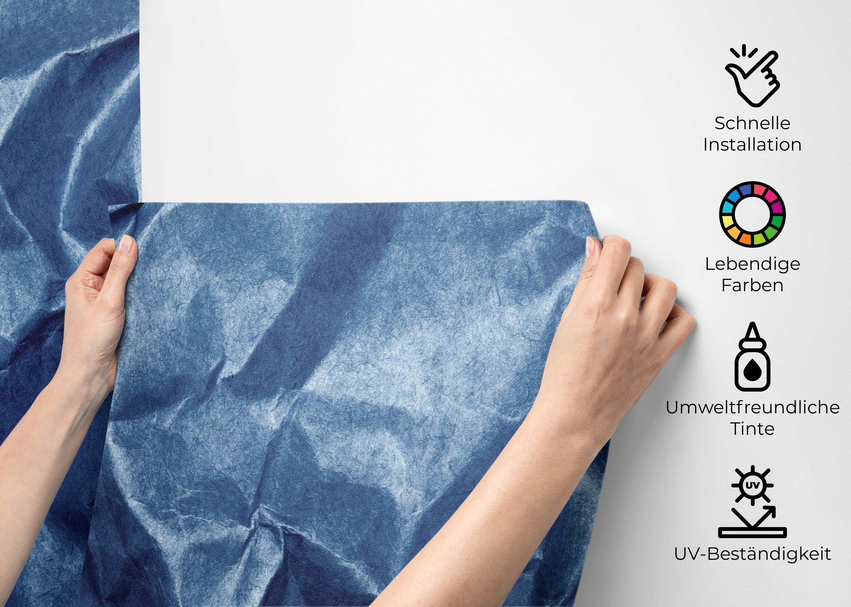 Fototapete Blue Crumpled Sheet mockup 2