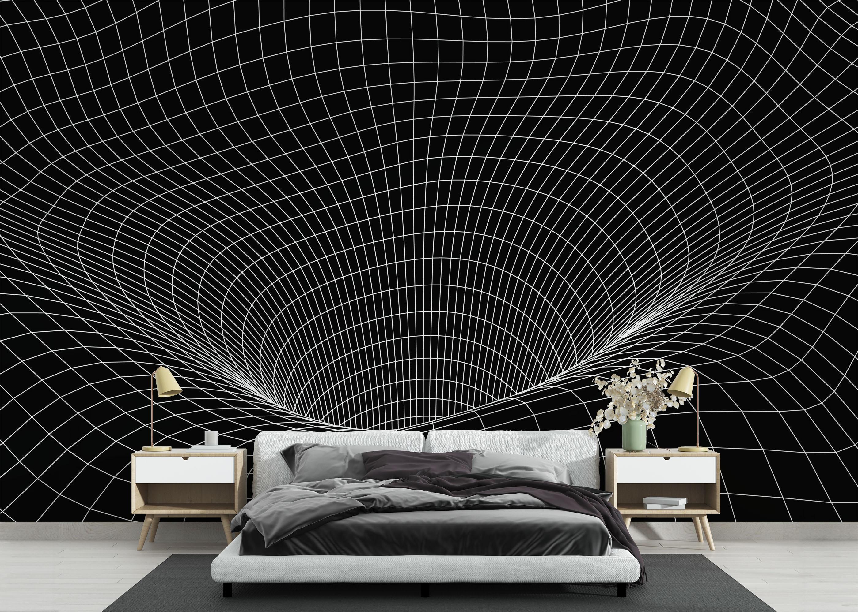 Fototapete Black 3d Hole Line mockup 3