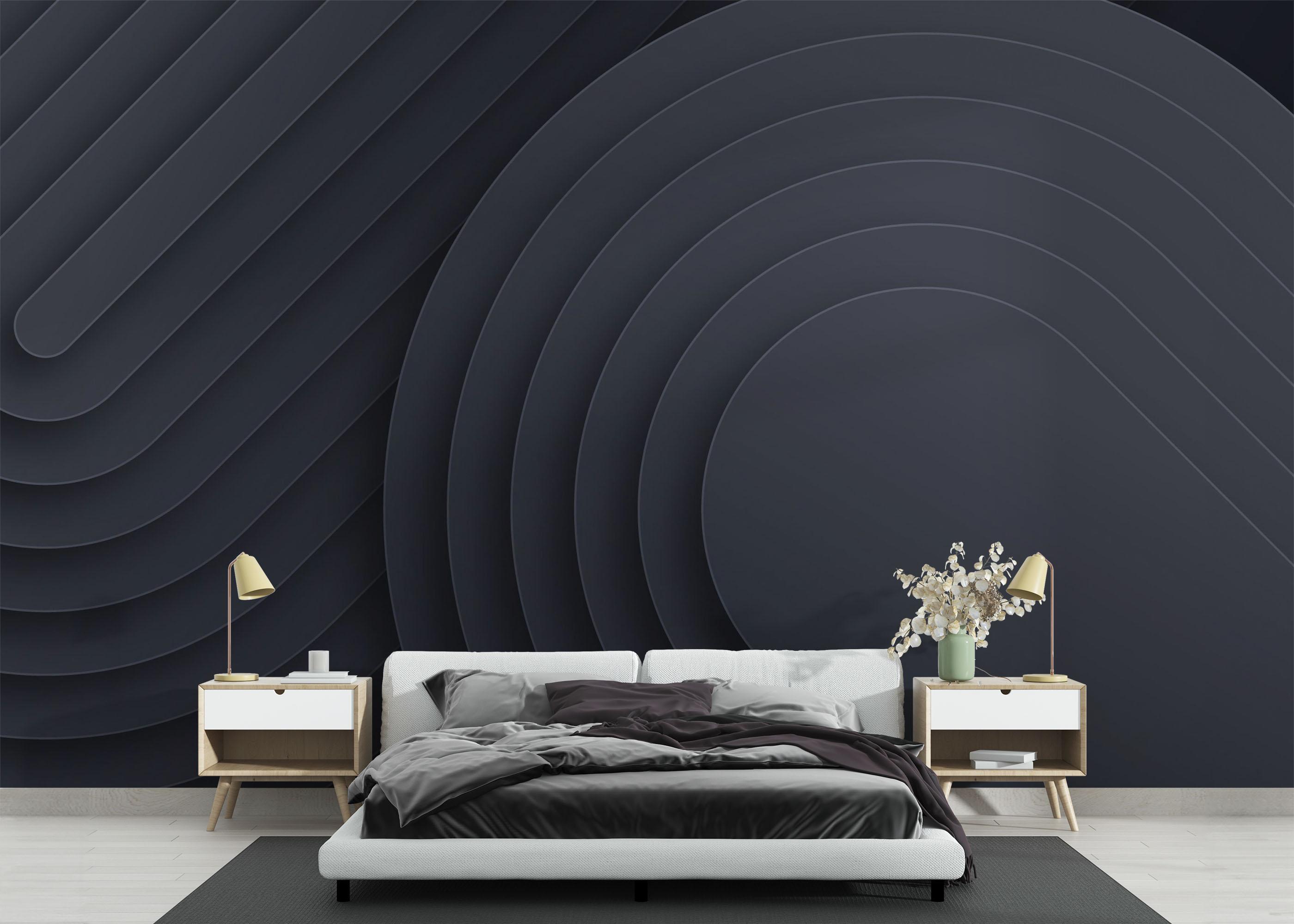 Fototapete Black Curved Shapes mockup 3