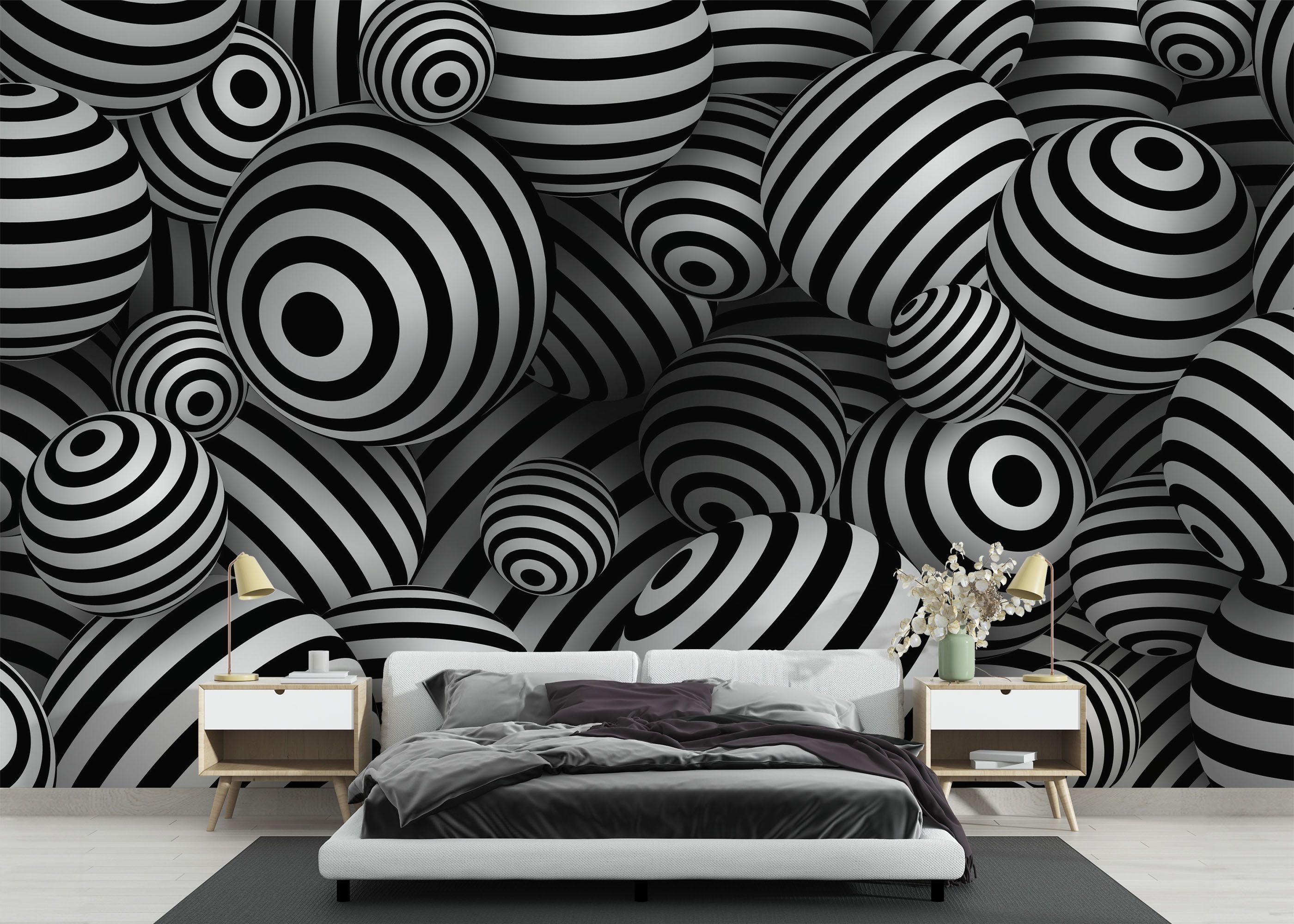 Black White 3d Balls mockup 3