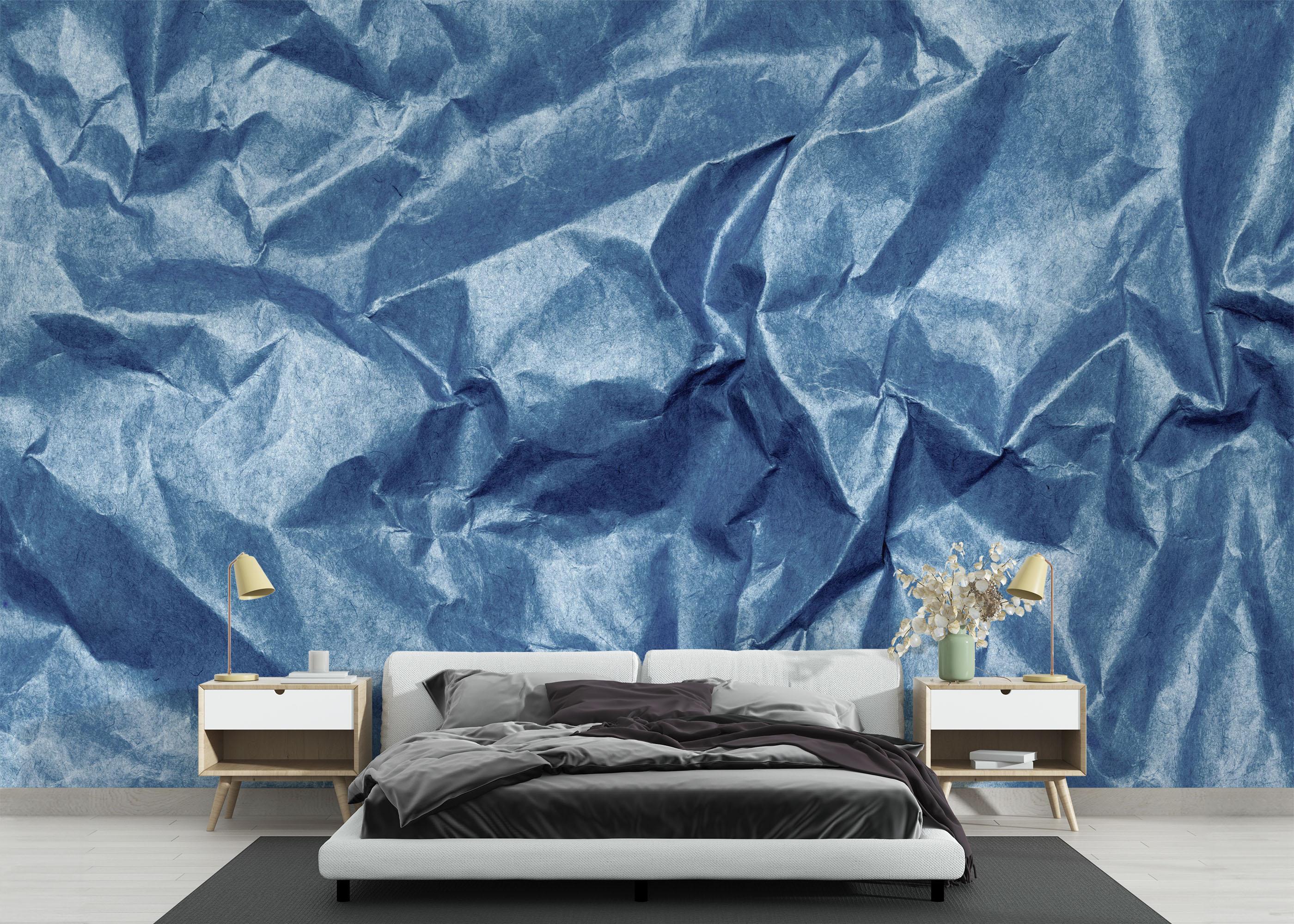 Fototapete Blue Crumpled Sheet mockup 3