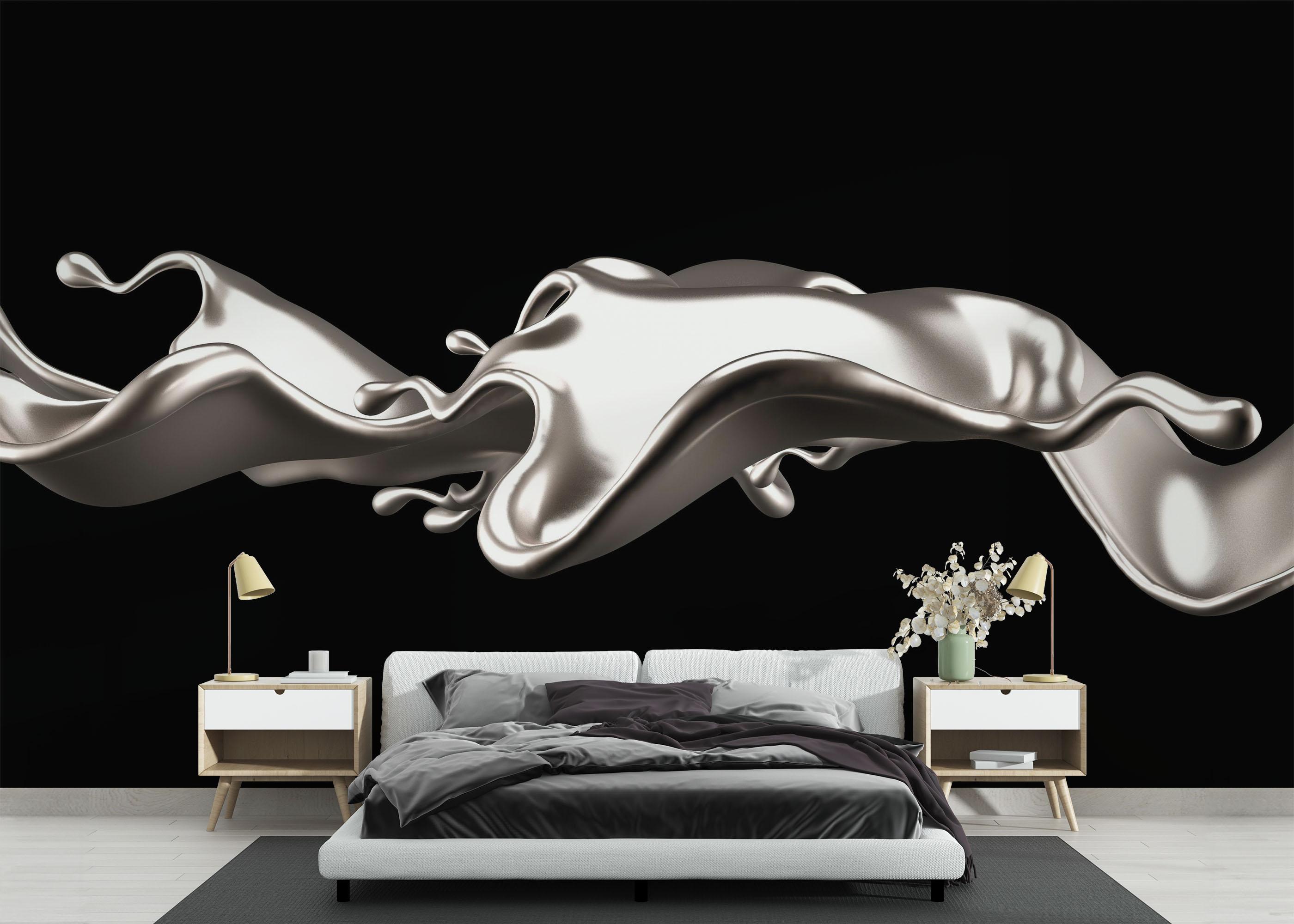 Fototapete Elegant Silver Liquid mockup 3