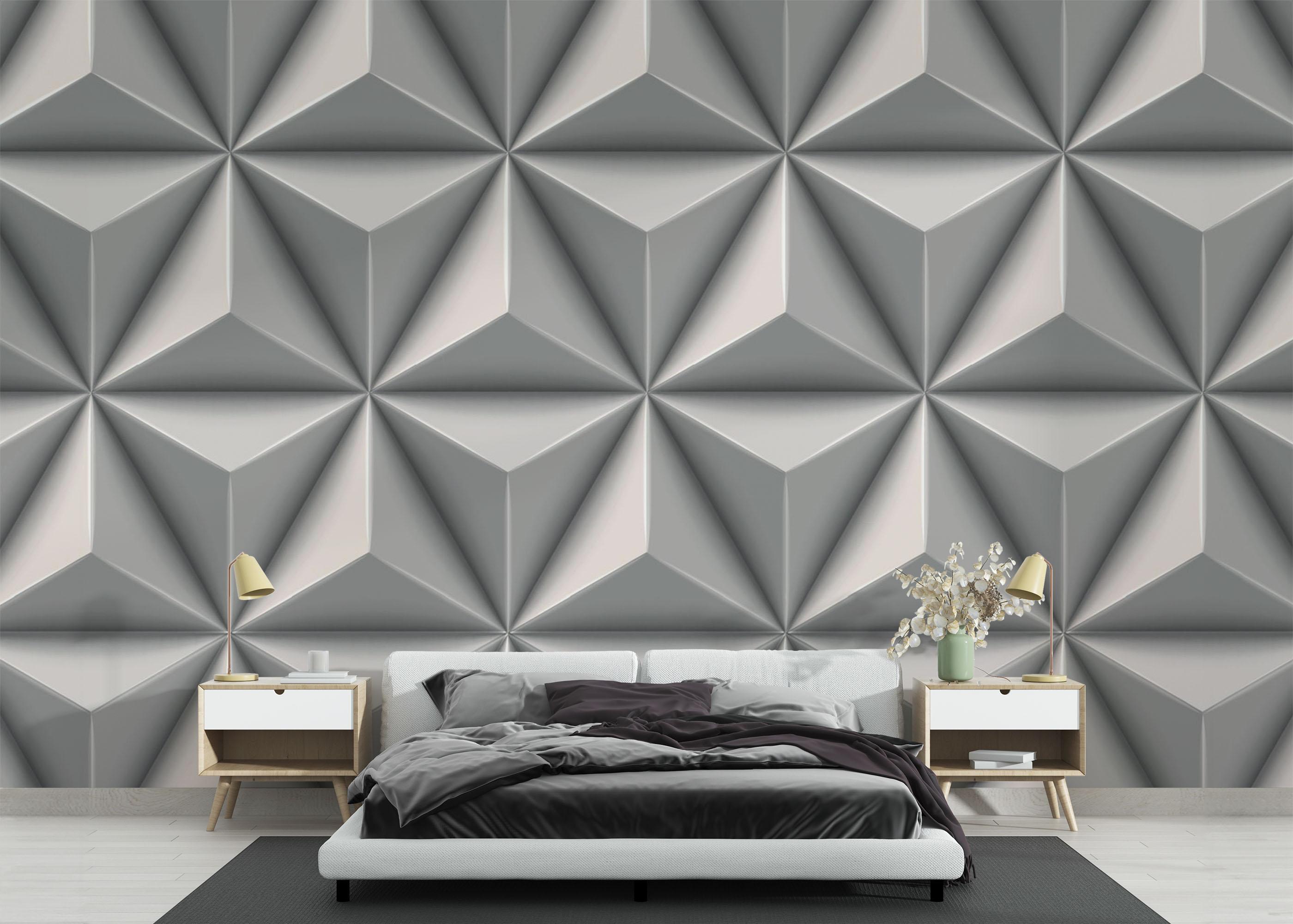 Fototapete Grey 3d Triangle mockup 3