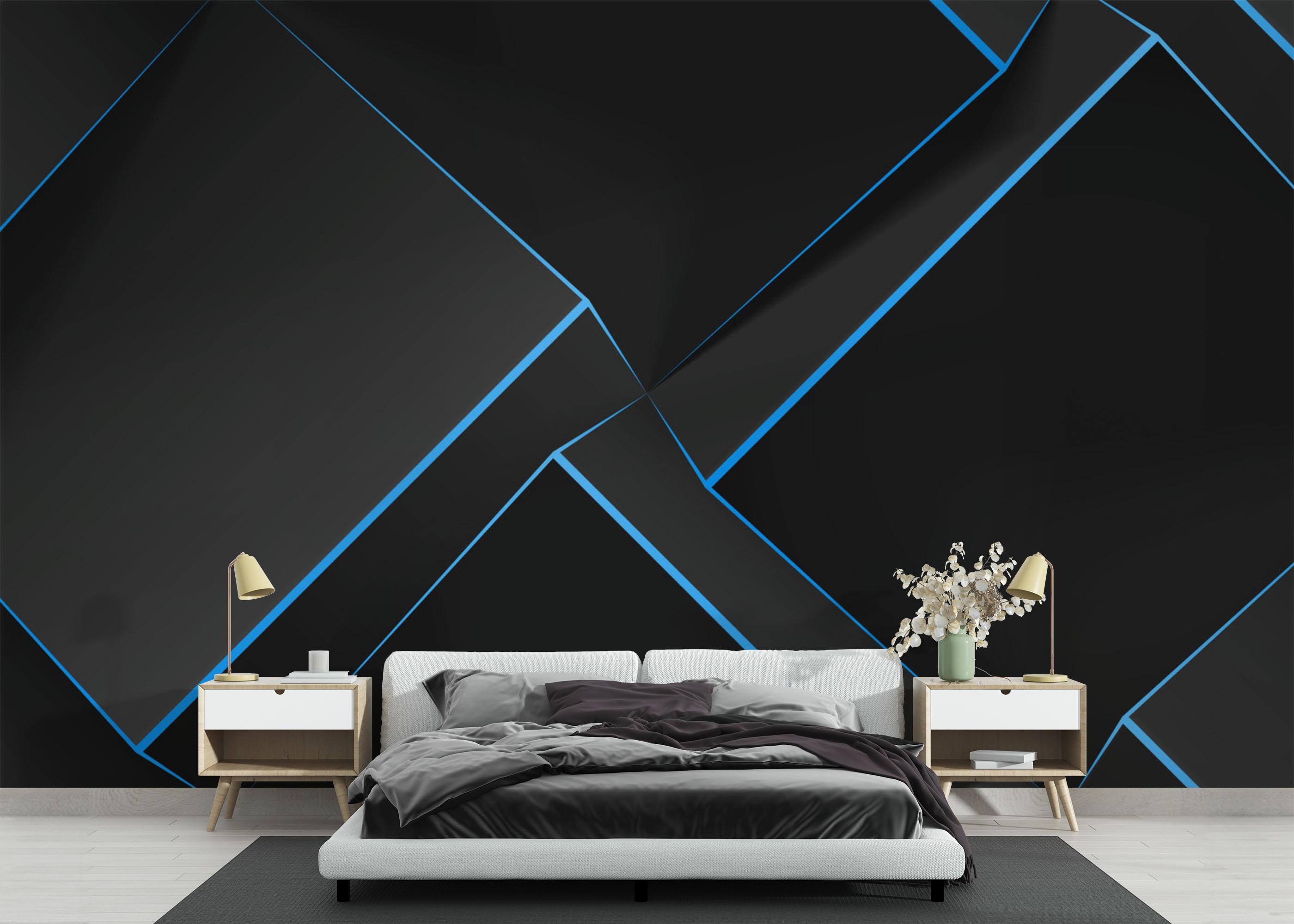 Fototapete Volumetric Blue Cubes mockup 3