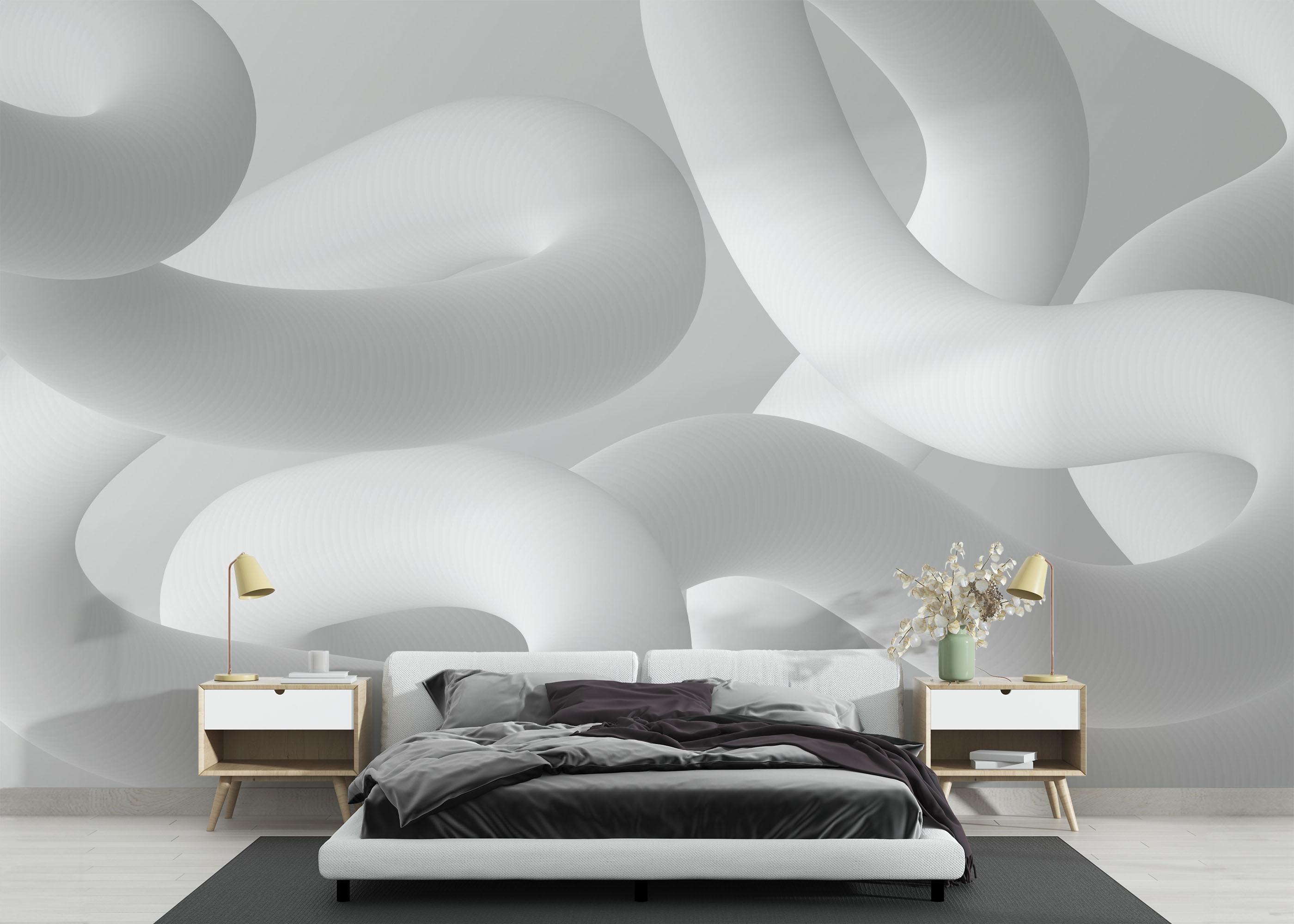 Fototapete White Grey 3d Line mockup 3