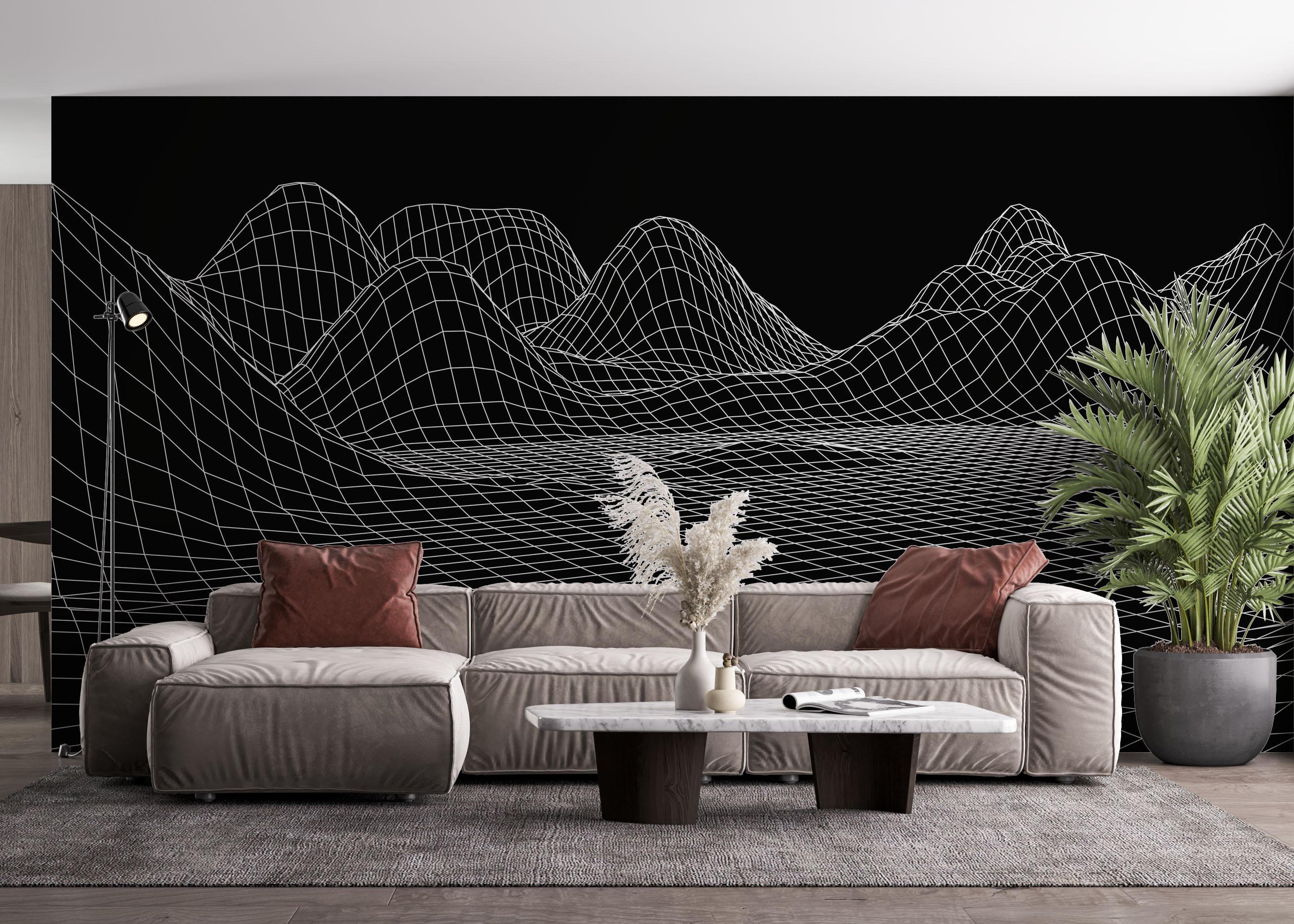 Fototapete Black 3d Hill Line mockup 4