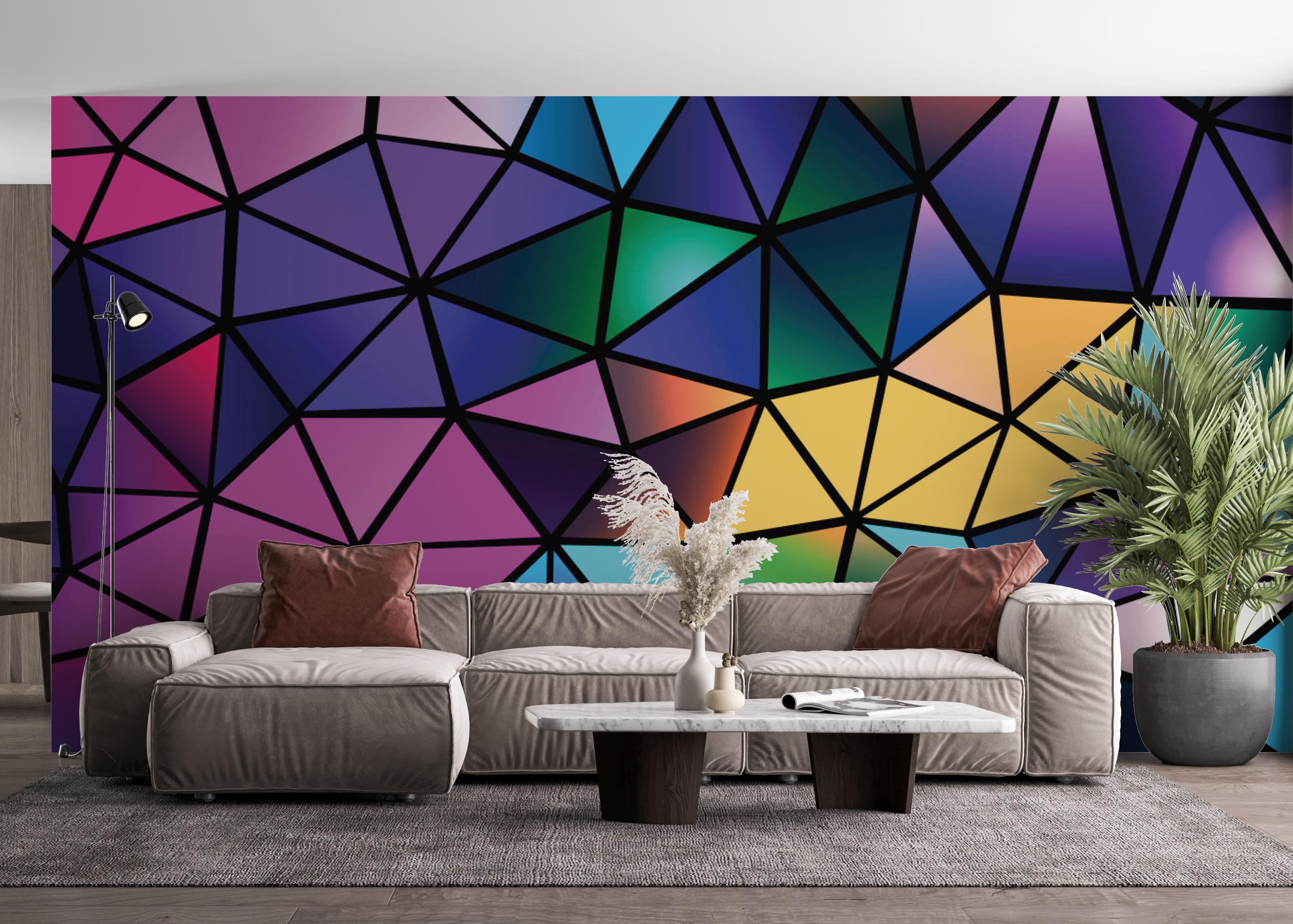 Fototapete Color Mosaic Polygons mockup 4
