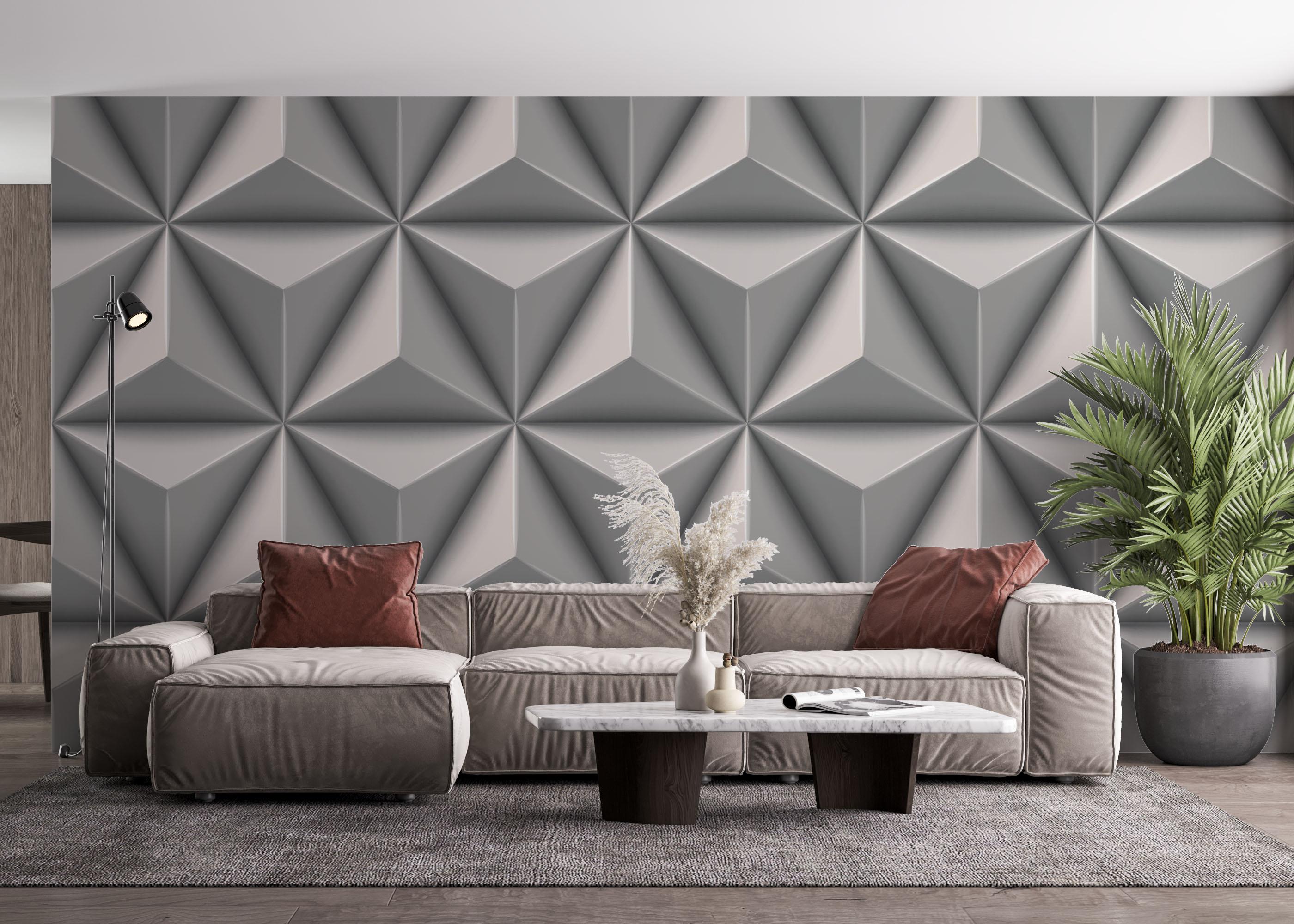 Fototapete Grey 3d Triangle mockup 4