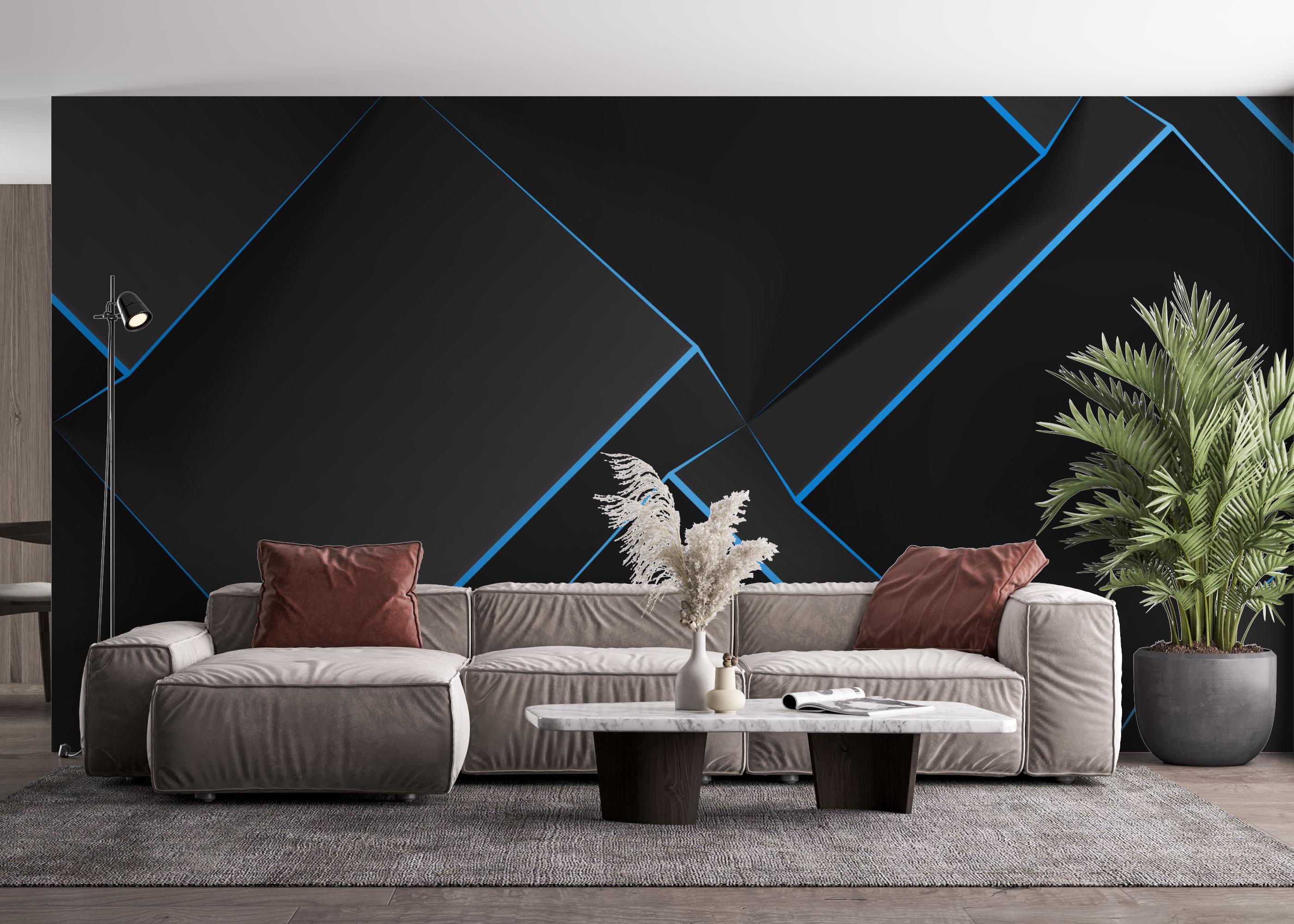 Fototapete Volumetric Blue Cubes mockup 4